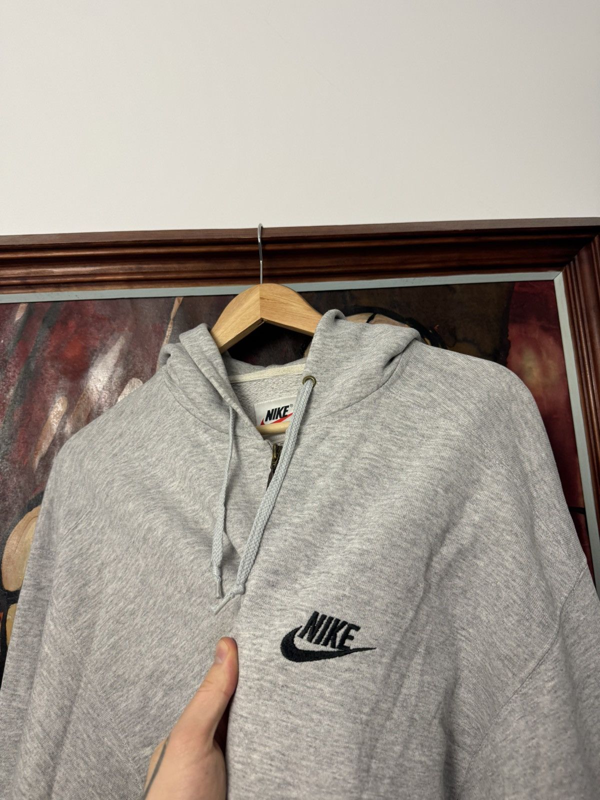 Nike Nike 90s Gray Mini Swoosh Vintage Zip Hoodie Rare Hype Size US L / EU 52-54 / 3 - 4 Thumbnail