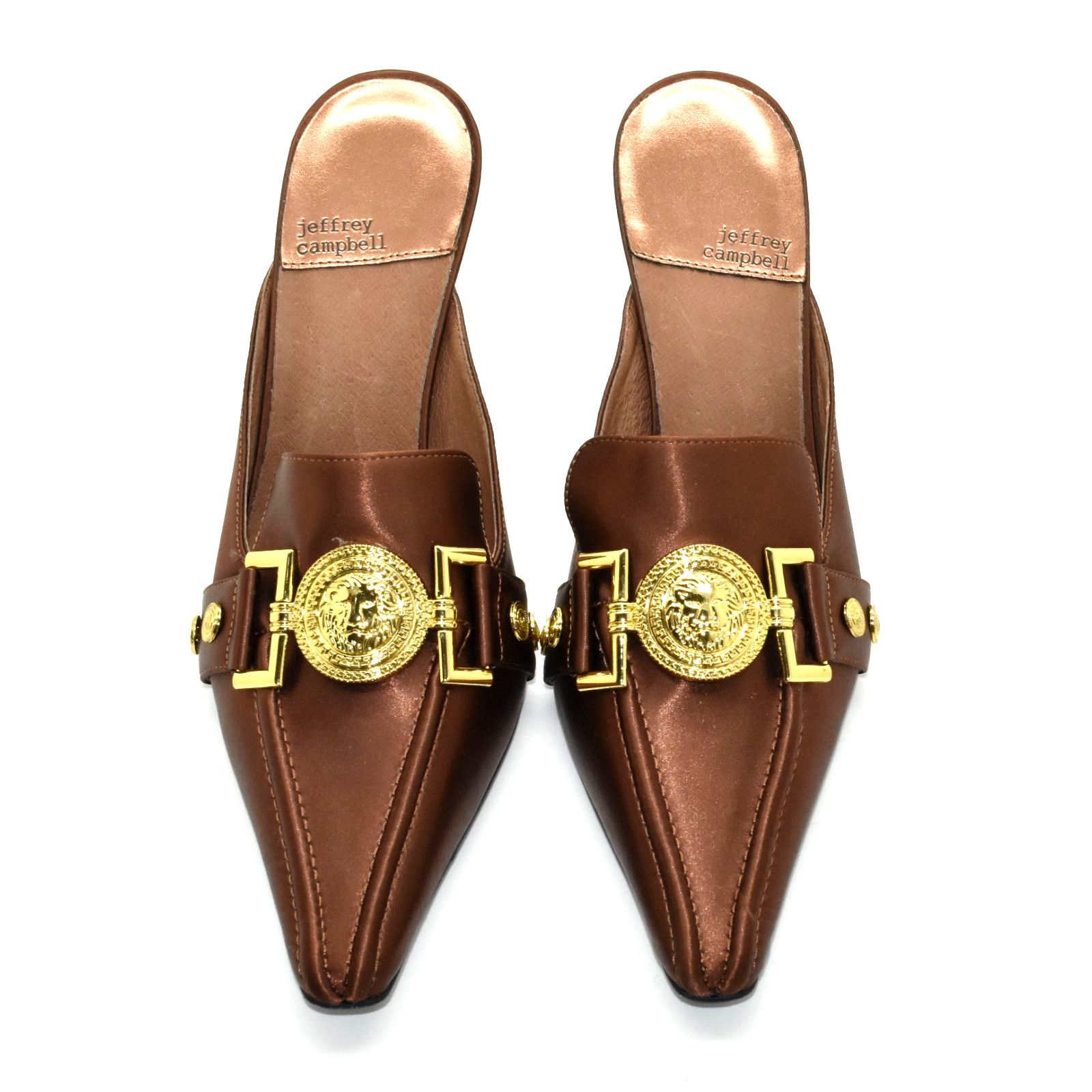 Jeffrey Campbell NEW JEFFREY CAMPBELL Liona Medallion Mule Heels Shoes Sz 9.5 Size US 9.5 / IT 39.5 - 3 Thumbnail