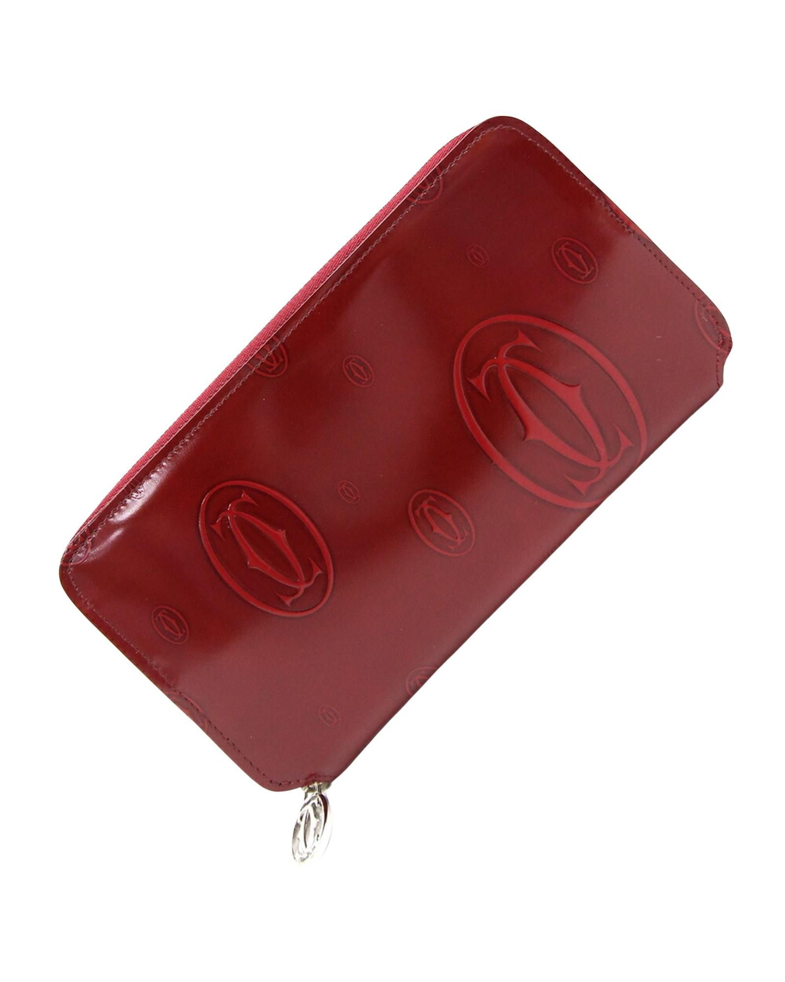 image of Luxury Burgundy Patent Leather Bi-Fold Wallet For Women By Cartier