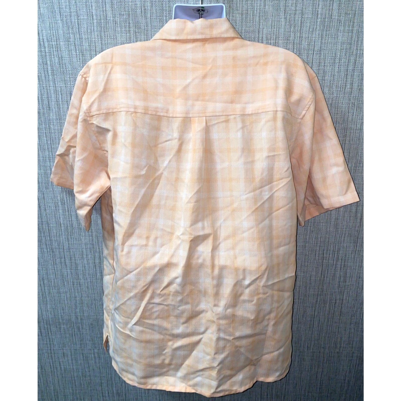 Vintage Daniel Ellissa Mens Orange Polyester Short Sleeve Button Front Shirt L Plaid Button-Up Casual Shirt Men Size US L / EU 52-54 / 3 - 5 Thumbnail