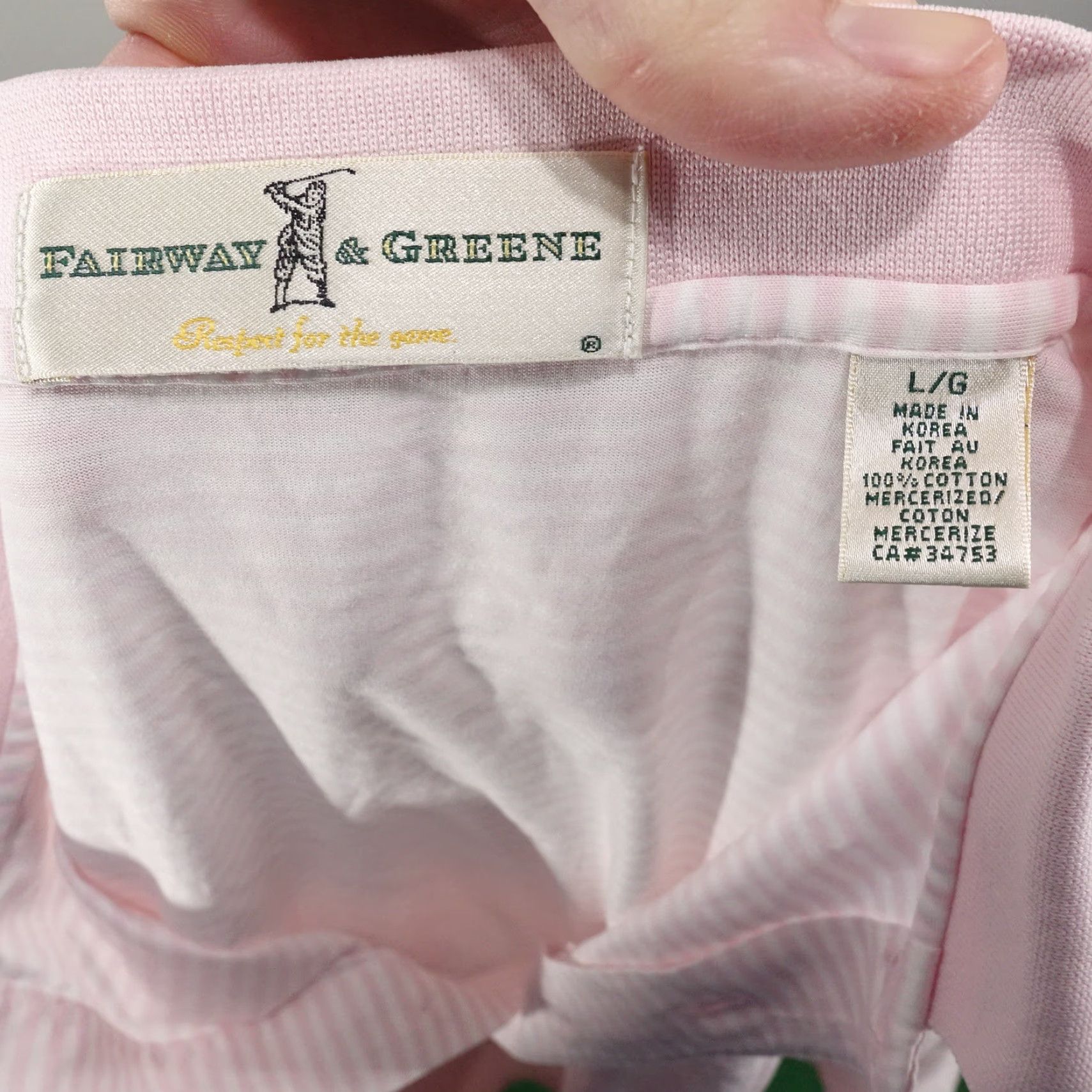 Vintage Fairway & Greene Men's Short Sleeve Striped Polo Shirt Large Pink Casual Business Summer Size US L / EU 52-54 / 3 - 7 Thumbnail