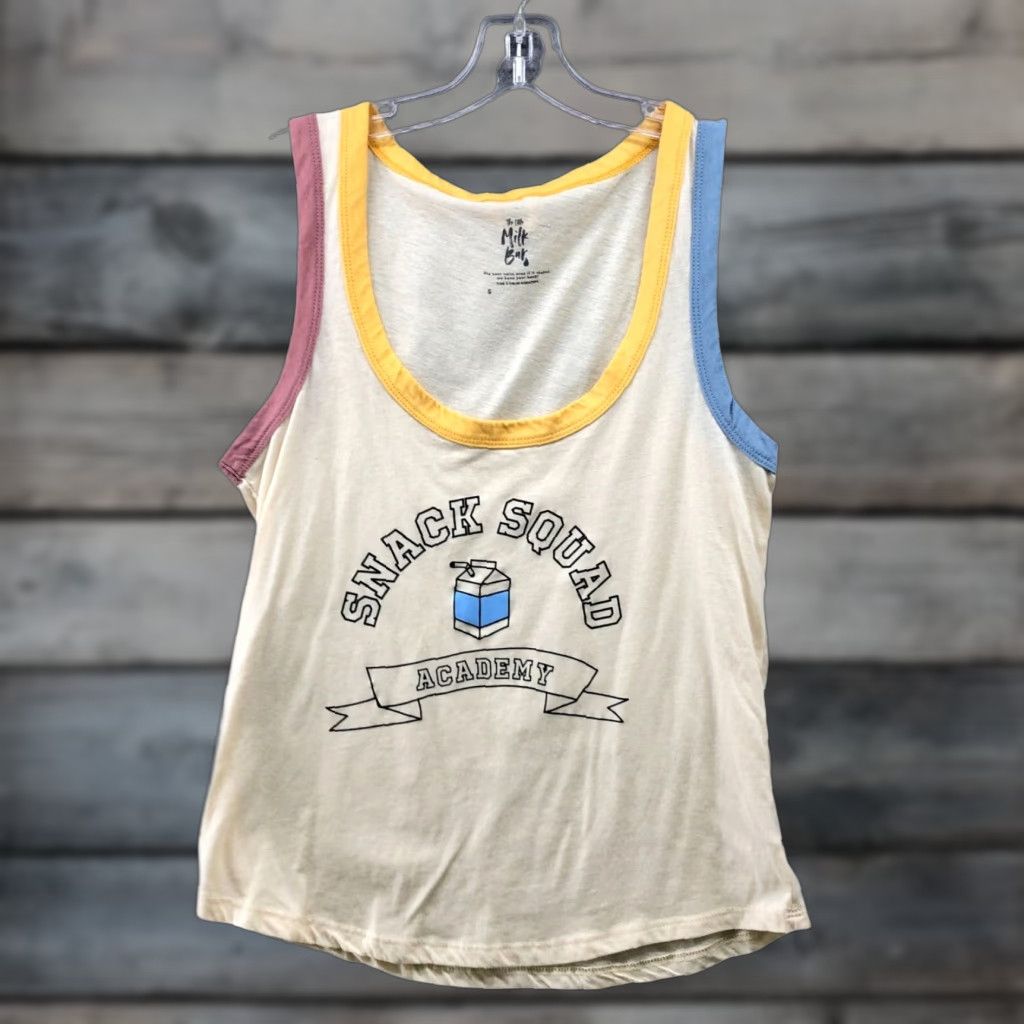 Vintage VINTAGE The Little Milk Bar Snack Squad Tank Top Womens S Cotton Blend Cream Sleeveless Summer Casual Size S / US 4 / IT 40 - 1 Thumbnail