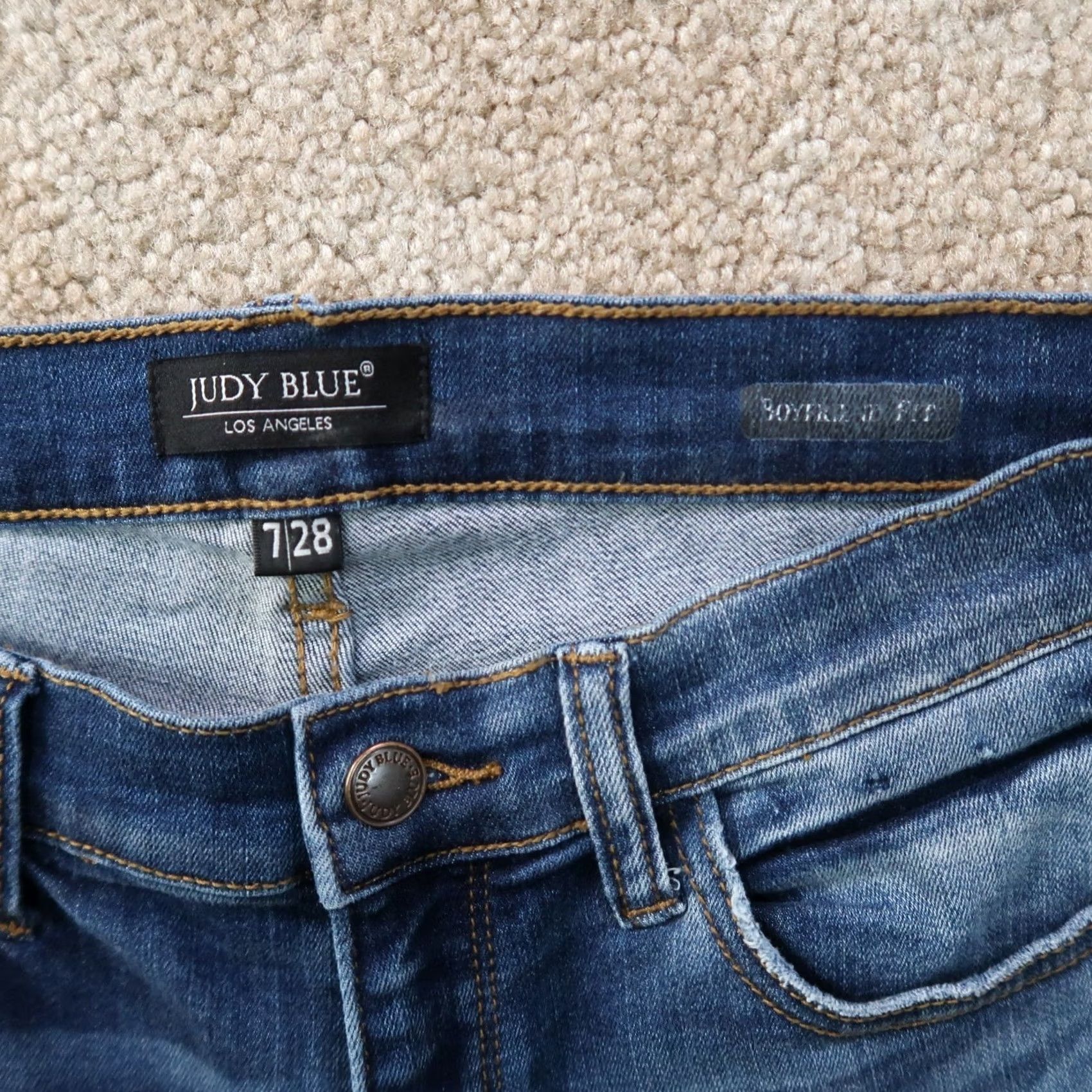 Denime VINTAGE/Judy Blue Jeans Women's 7/28 Jeans Denim Mid Rise Stretch 5-Pocket 28in Inseam Size 30 Blue Boys Womens Size 28" / US 6 / IT 42 - 4 Thumbnail