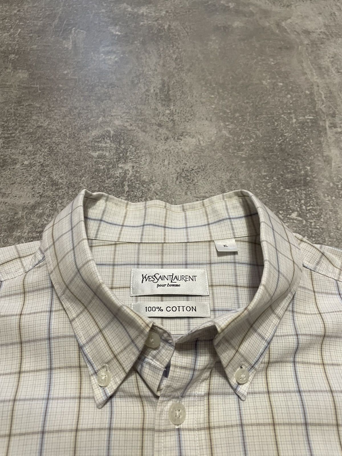 Vintage Vintage YSL Yves Saint Laurent Checked Long Sleeve Shirt Size US XL / EU 56 / 4 - 9 Thumbnail
