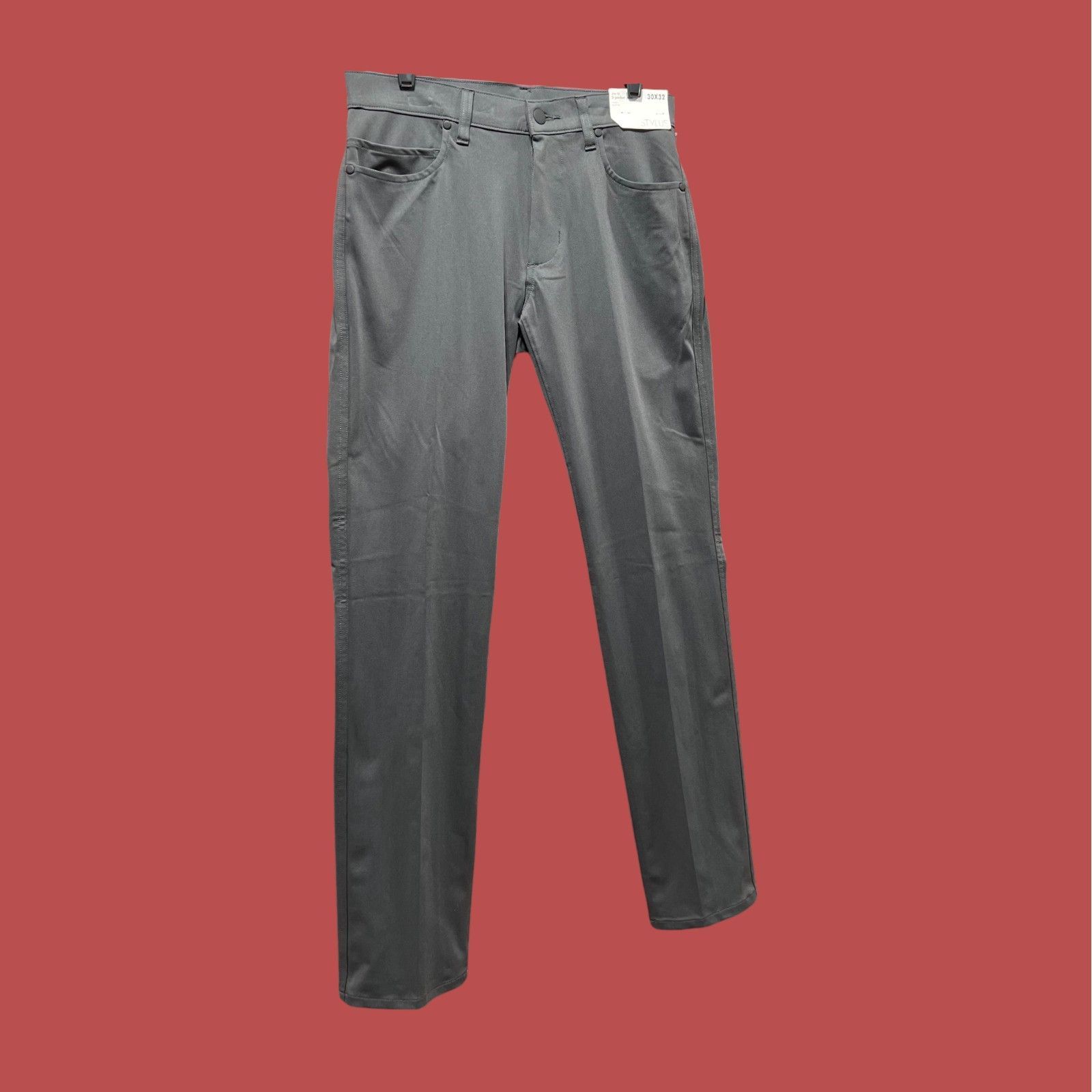 Other Stylus - 5 Pockets Mens Slim Fit Flat front Pant - Gray - 3 Size US 30 / EU 46 - 17 Thumbnail