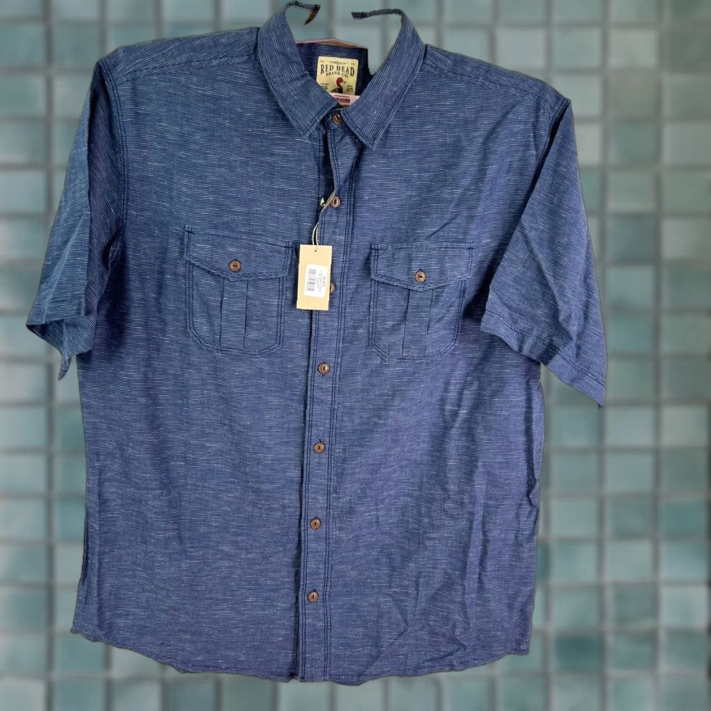 Vintage RedHead Blue Striped Button-Up Shirt Mens Size L Short Sleeve NWT Casual Outdoor Size US L / EU 52-54 / 3 - 1 Thumbnail