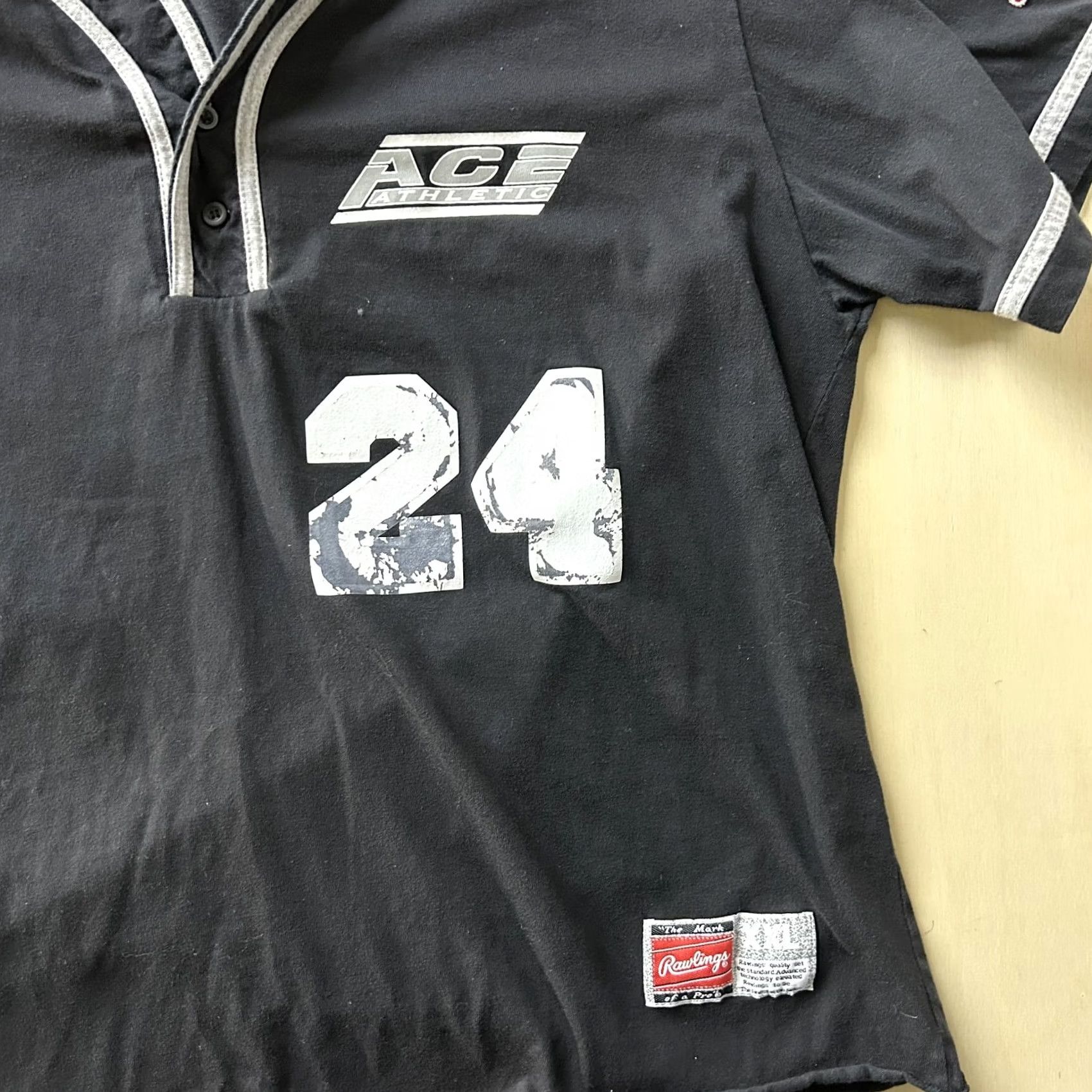 Vintage VINTAGE Rawlings Baseball Jersey Mens 2XL Black Henley 24 Athletic Short Sleeve Shirt Mens Size US XXL / EU 58 / 5 - 3 Thumbnail