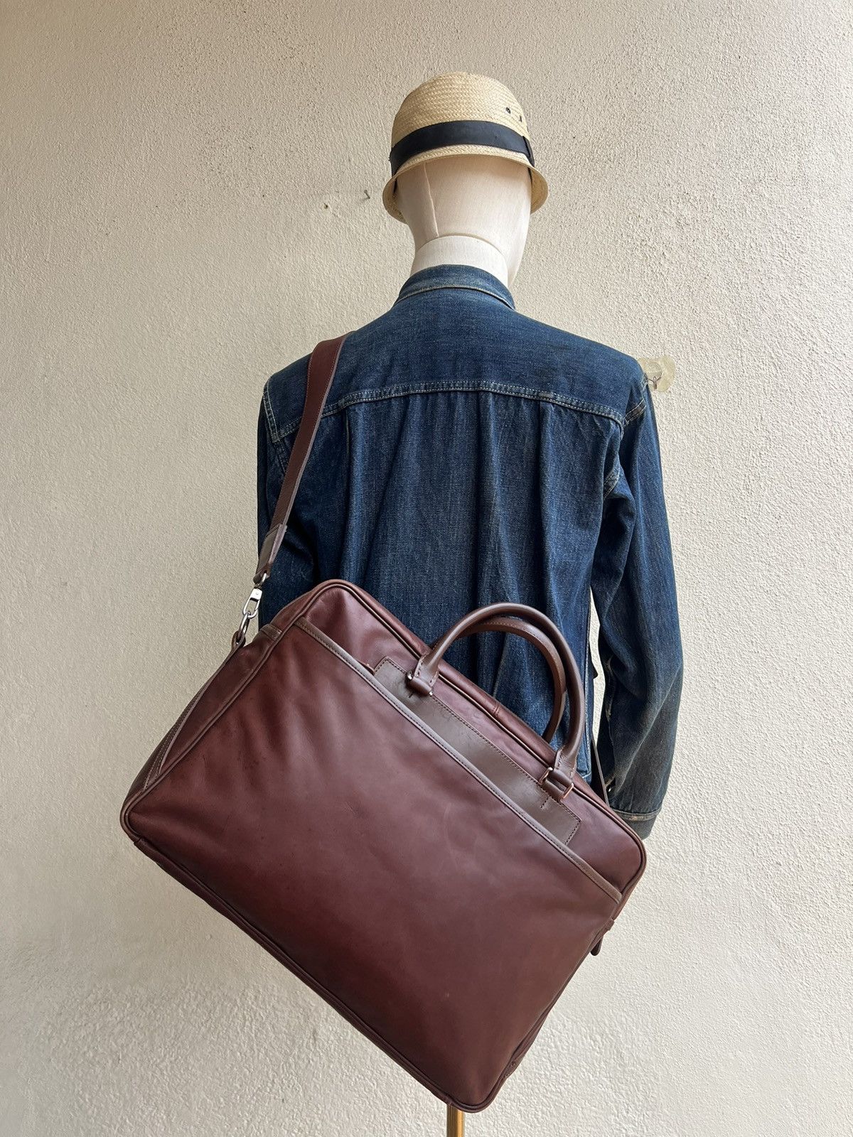 Japanese Brand × Leather Somes Saddle Japan Distressed Patina Leather 2 Way Bag Size ONE SIZE - 2 Thumbnail
