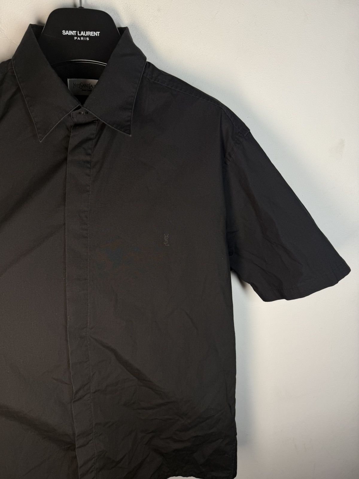 Yves Saint Laurent Black YSL Shirt Button Up Short Sleeve Vintage Collar y2k Size US L / EU 52-54 / 3 - 13 Thumbnail