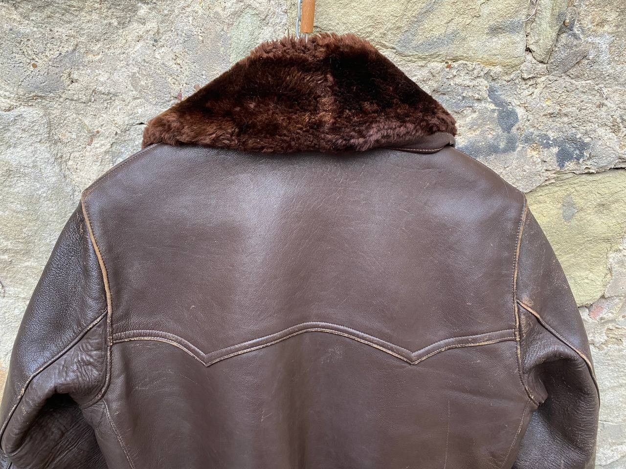Vintage Retro 30s 40s Brown French BARNSTORMER Leather Coat Size US L / EU 52-54 / 3 - 12 Thumbnail