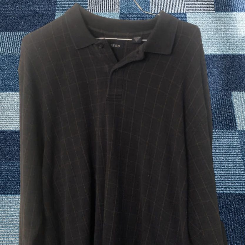 Izod IZOD Men’s Polo Shirt Long Sleeve Plaid Cotton L Multicolor Gray Button-Up Collared Knit Regular Size Large Mens Size US L / EU 52-54 / 3 - 1 Thumbnail