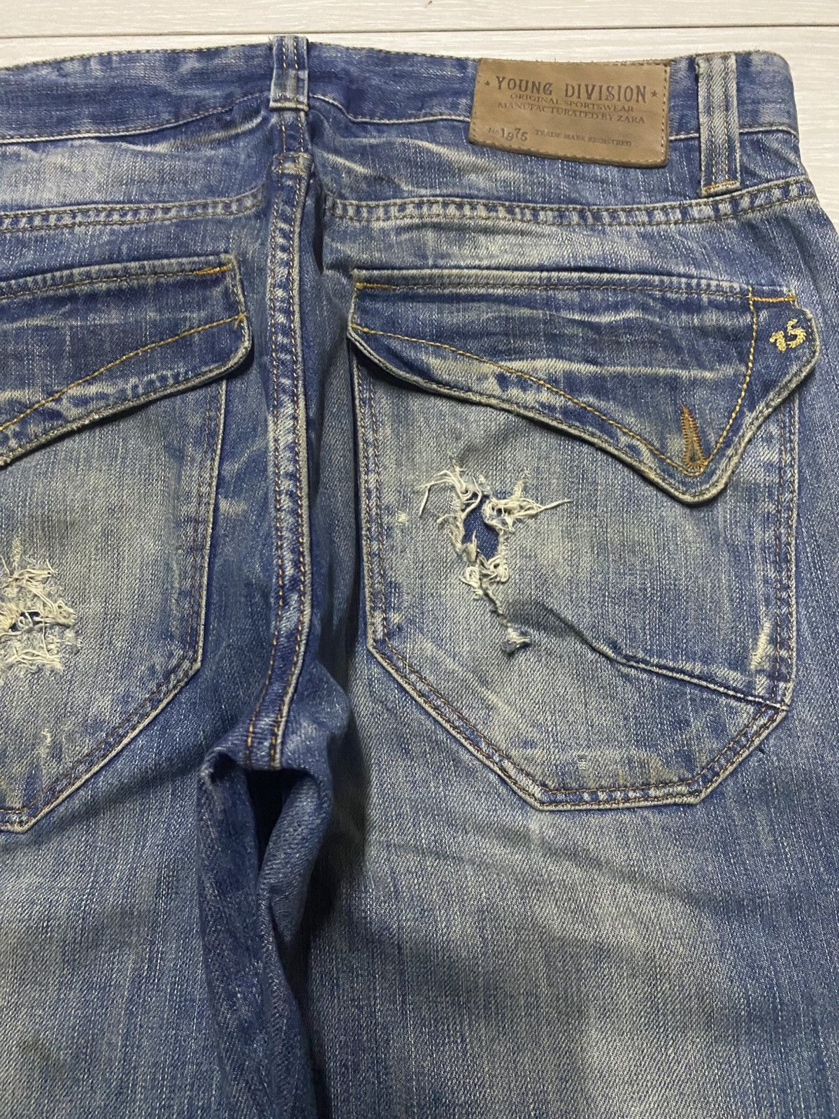 Rhude × Zara Vintage Zara Denim Mud Wash Distressed Loose Jeans Size US 34 / EU 50 - 10 Thumbnail