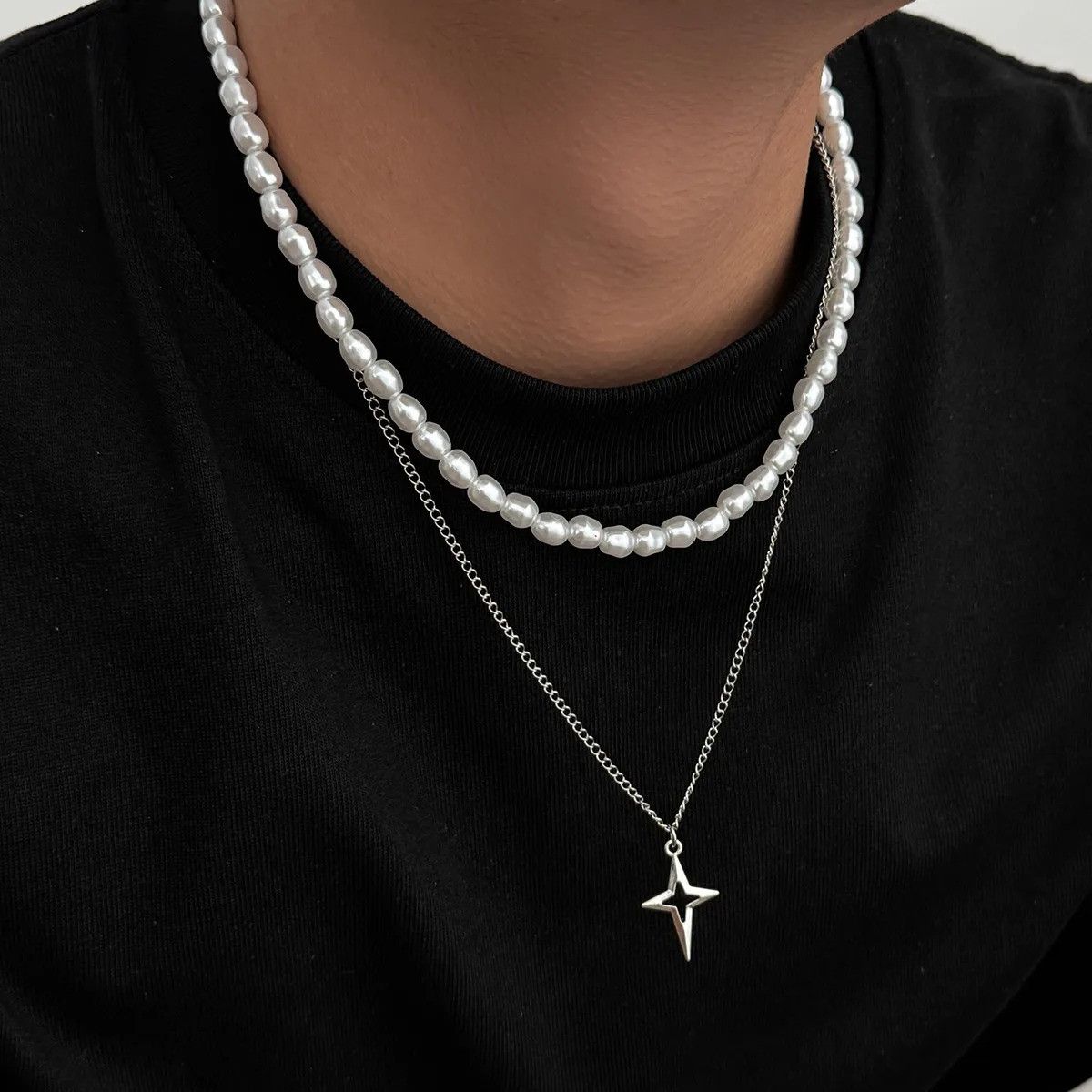 Vintage Pearl Star Chain Necklace Size ONE SIZE - 1 Thumbnail