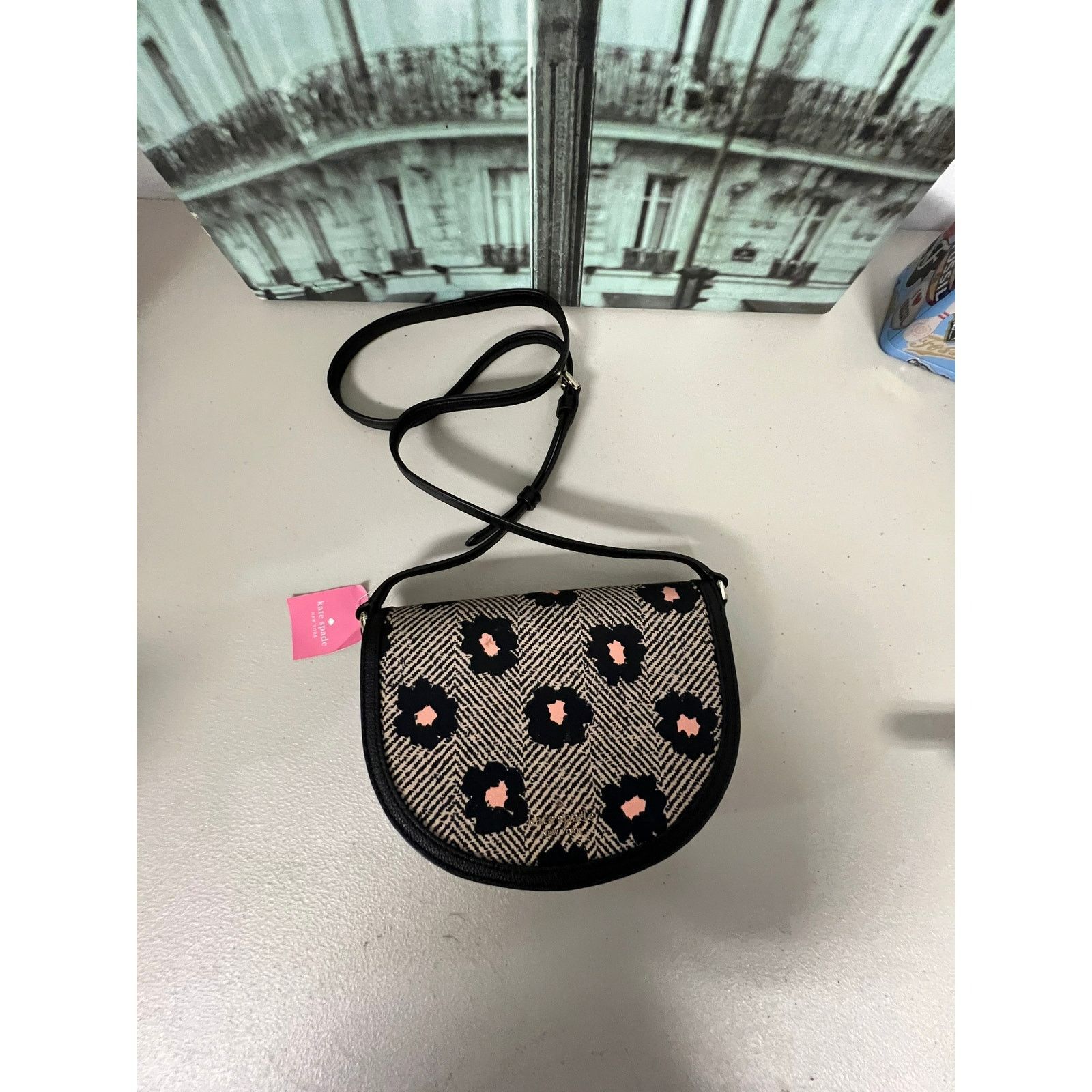 Kate Spade Kate Spade K8145 Luna Crescent Herringbone Floral Black Size ONE SIZE - 7 Thumbnail