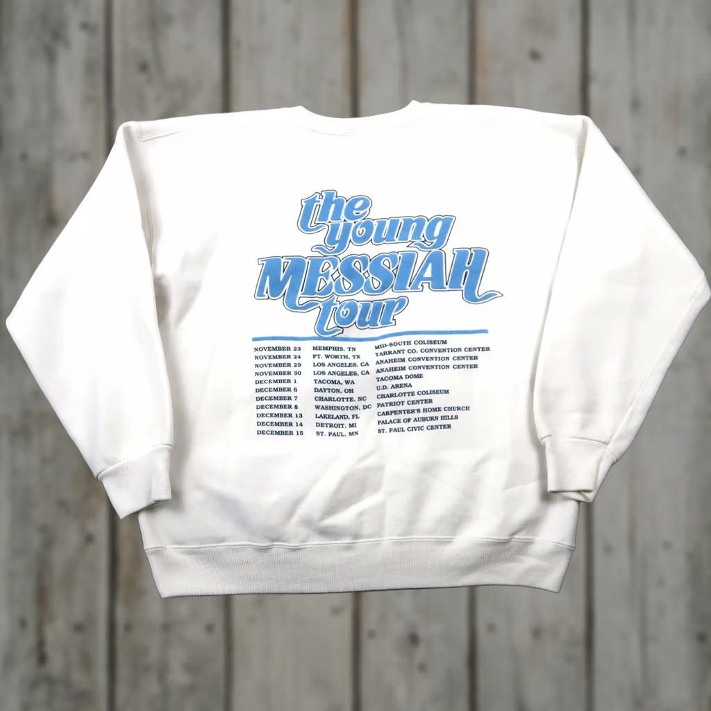 Lee VINTAGE Lee Sweatshirt Mens L 90s Messiah Tour White Crew Neck Pullover Jersey Cotton Blend Streetwear Size US L / EU 52-54 / 3 - 1 Thumbnail