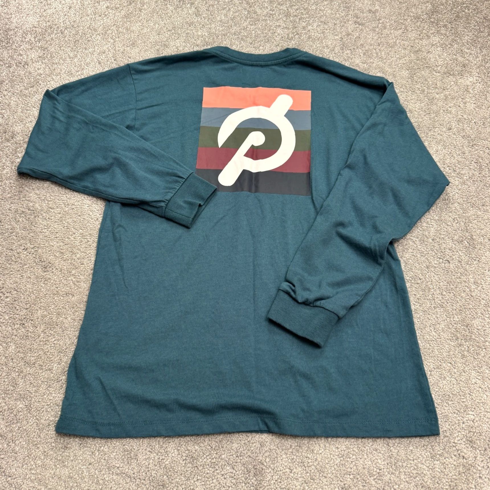 Rainbow Peloton Rainbow Graphic Long Sleeve T-Shirt Mens Small Teal Green Crew Neck Tee - Green - Peloton Shirt - Mens S - Rainbow Colors - 90s Vibe Theme Size US S / EU 44-46 / 1 - 2 Thumbnail