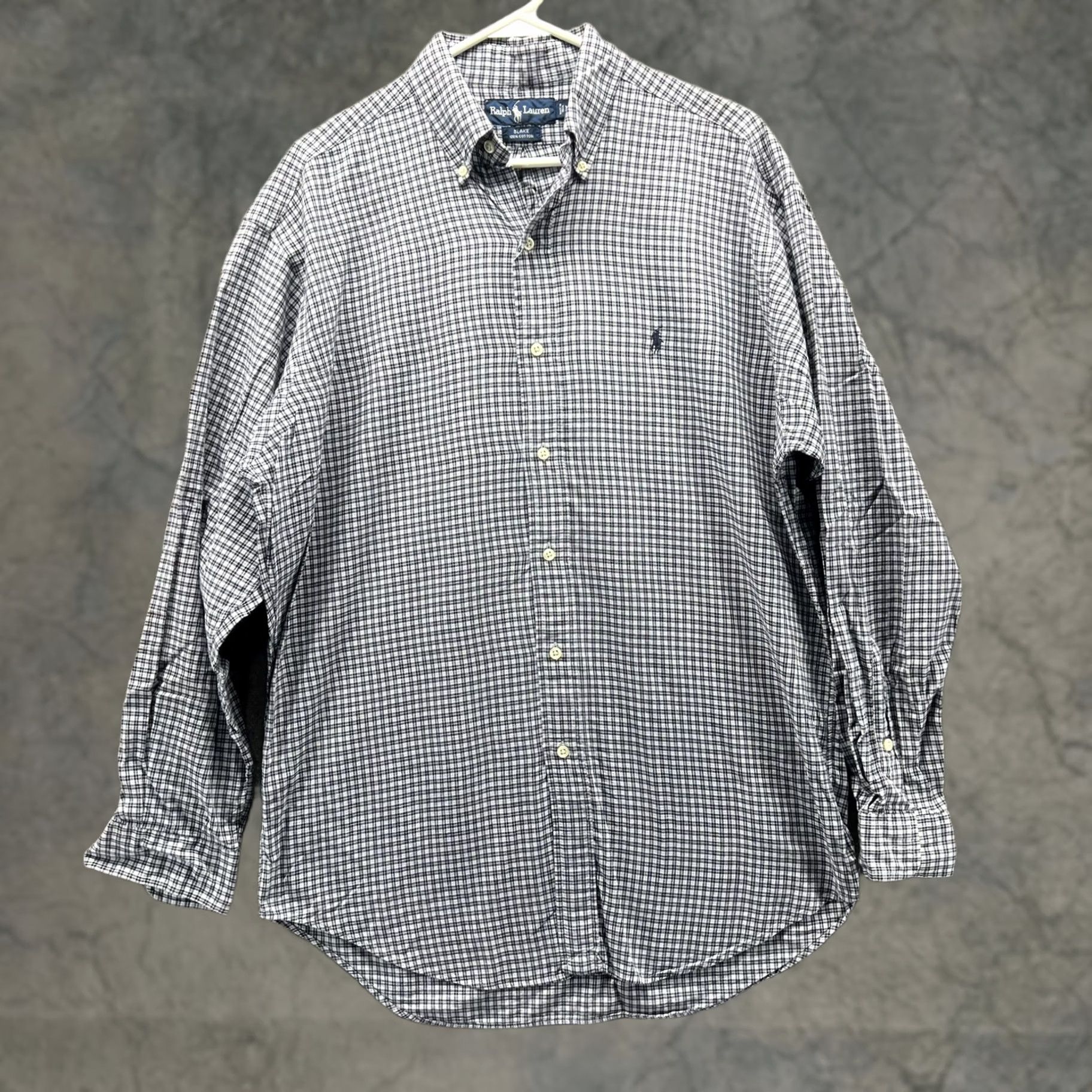 Ralph Lauren VINTAGE Ralph Lauren Shirt Mens Medium Blue Check Button Front Casual Woven Size US M / EU 48-50 / 2 - 1 Thumbnail