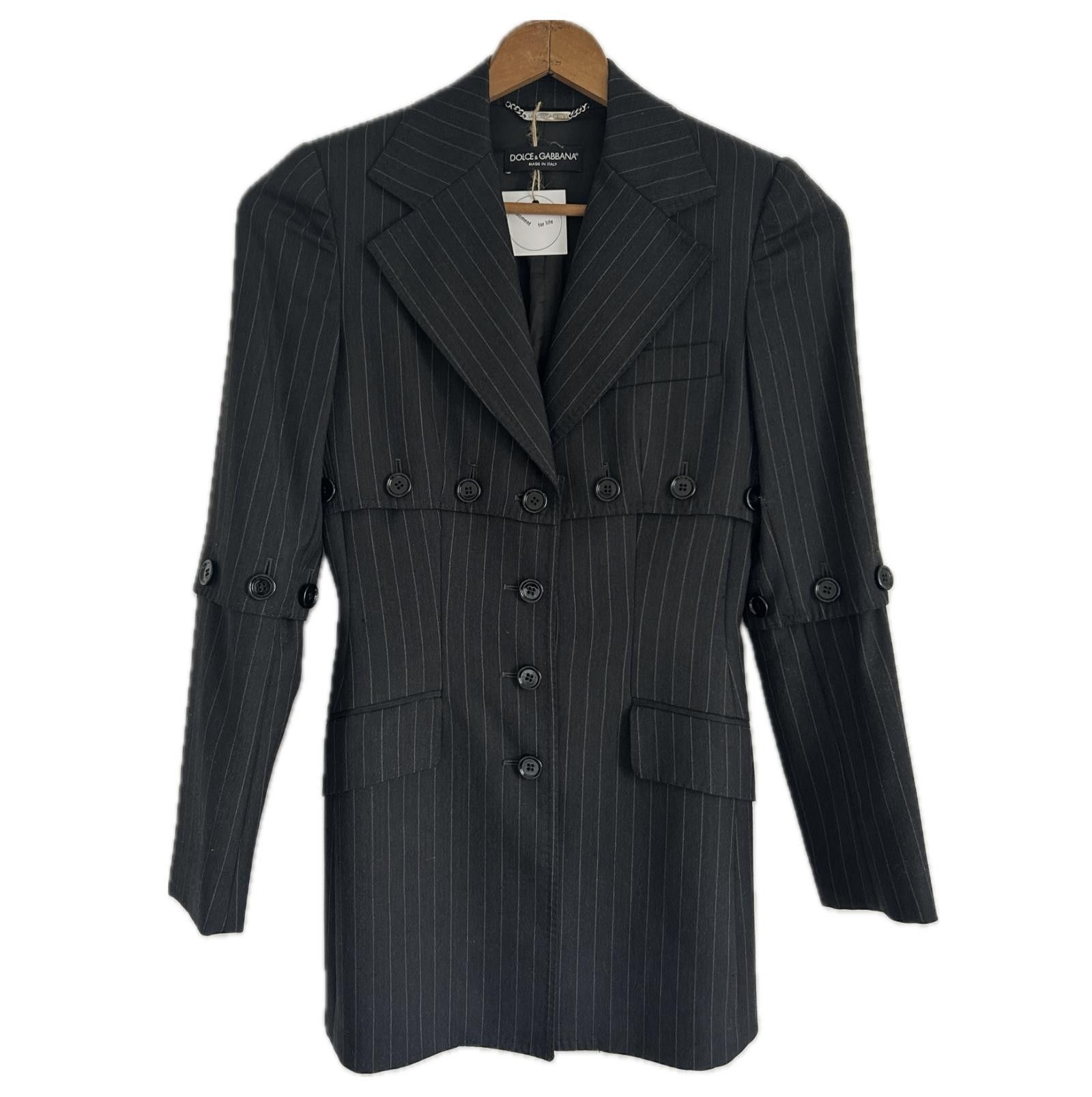 image of Dolce Gabbana Fall Winter 2003 Runway Buttoned Blazer in Grey, Women's (Size XS)