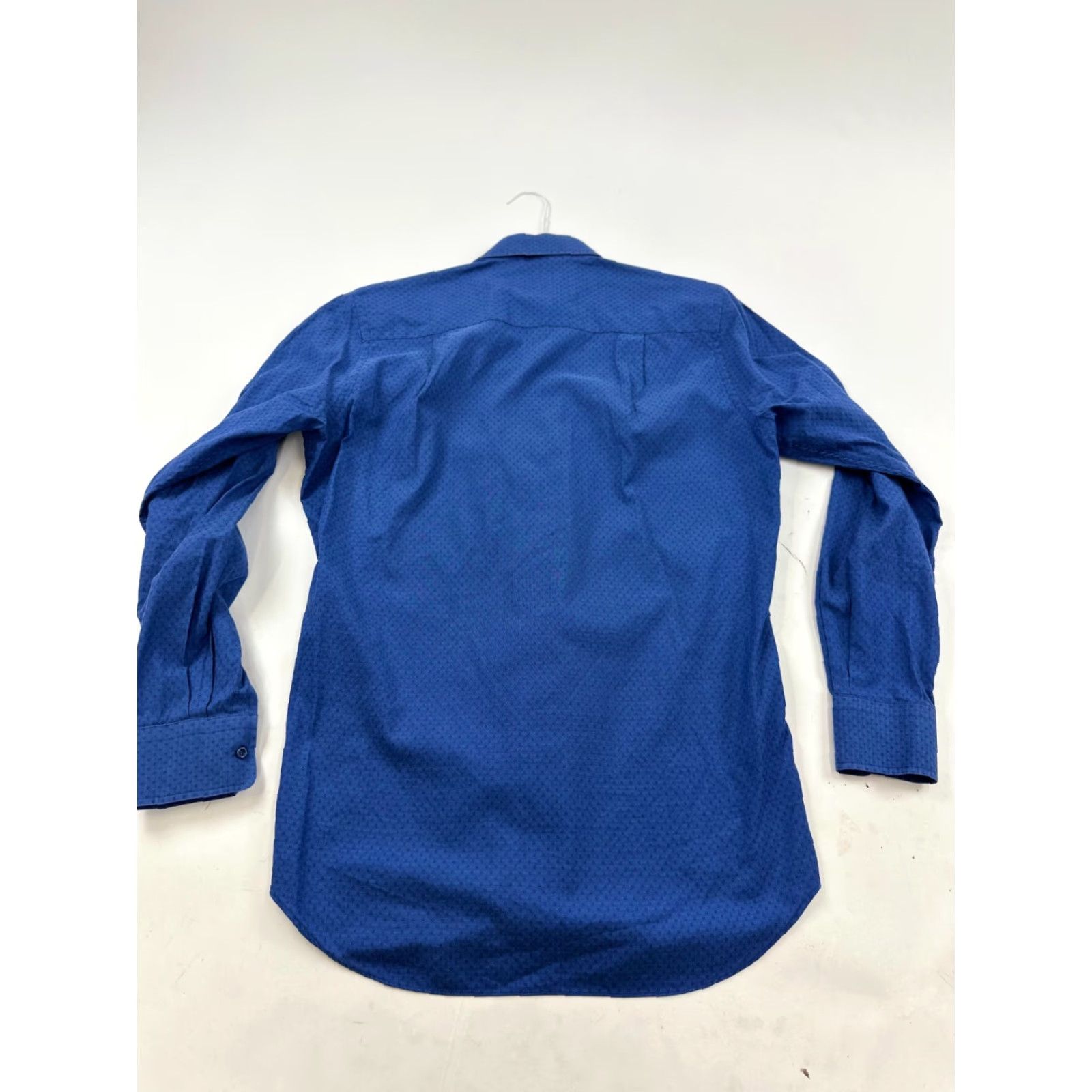 David Donahue David Donahue Shirt Mens 16 Blue Polka Dot Dress Trim Fit Long Sleeve Button Up Size 42R - 2 Thumbnail