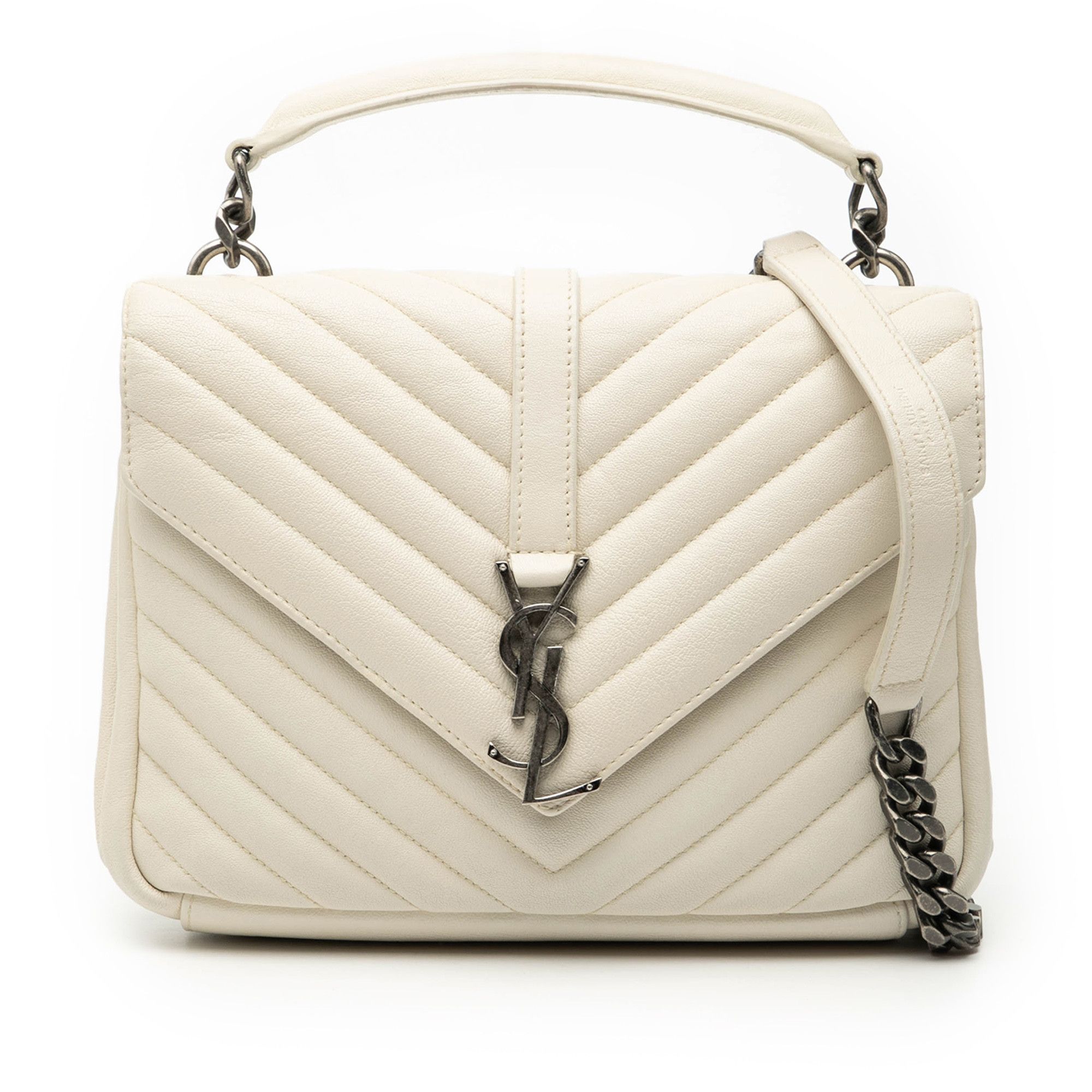 Yves Saint Laurent Yves Saint Laurent Medium Chevron Sheepskin Monogram College Satchel Size ONE SIZE - 1 Thumbnail
