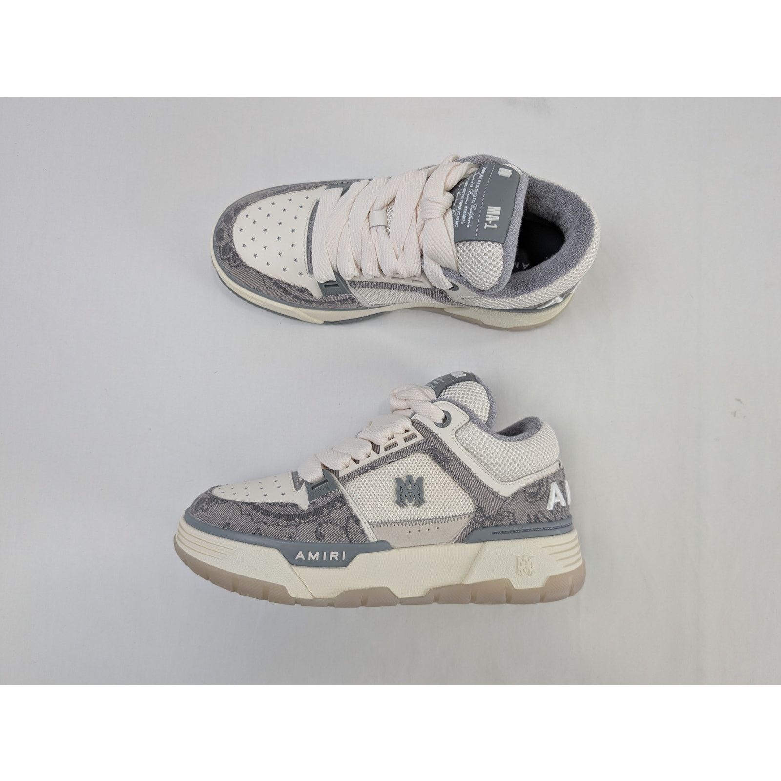 Amiri o1rshd1 Bandana Denim MA-1 Sneakers in Grey Size US 11 / EU 44 - 1 Thumbnail