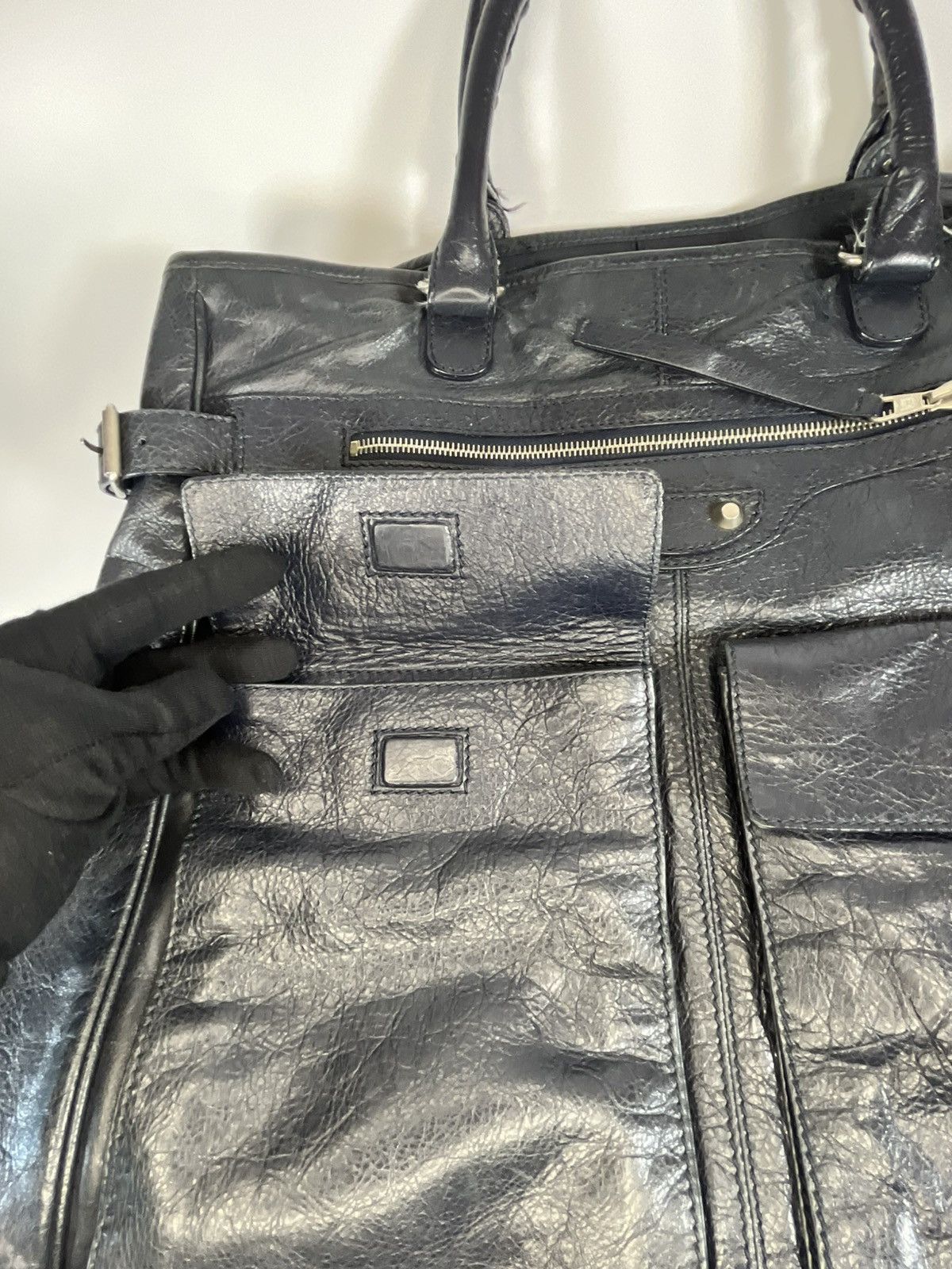Balenciaga Balenciaga SS12 Archive Cube Leather Tote Black/Dark Navy Size ONE SIZE - 7 Thumbnail