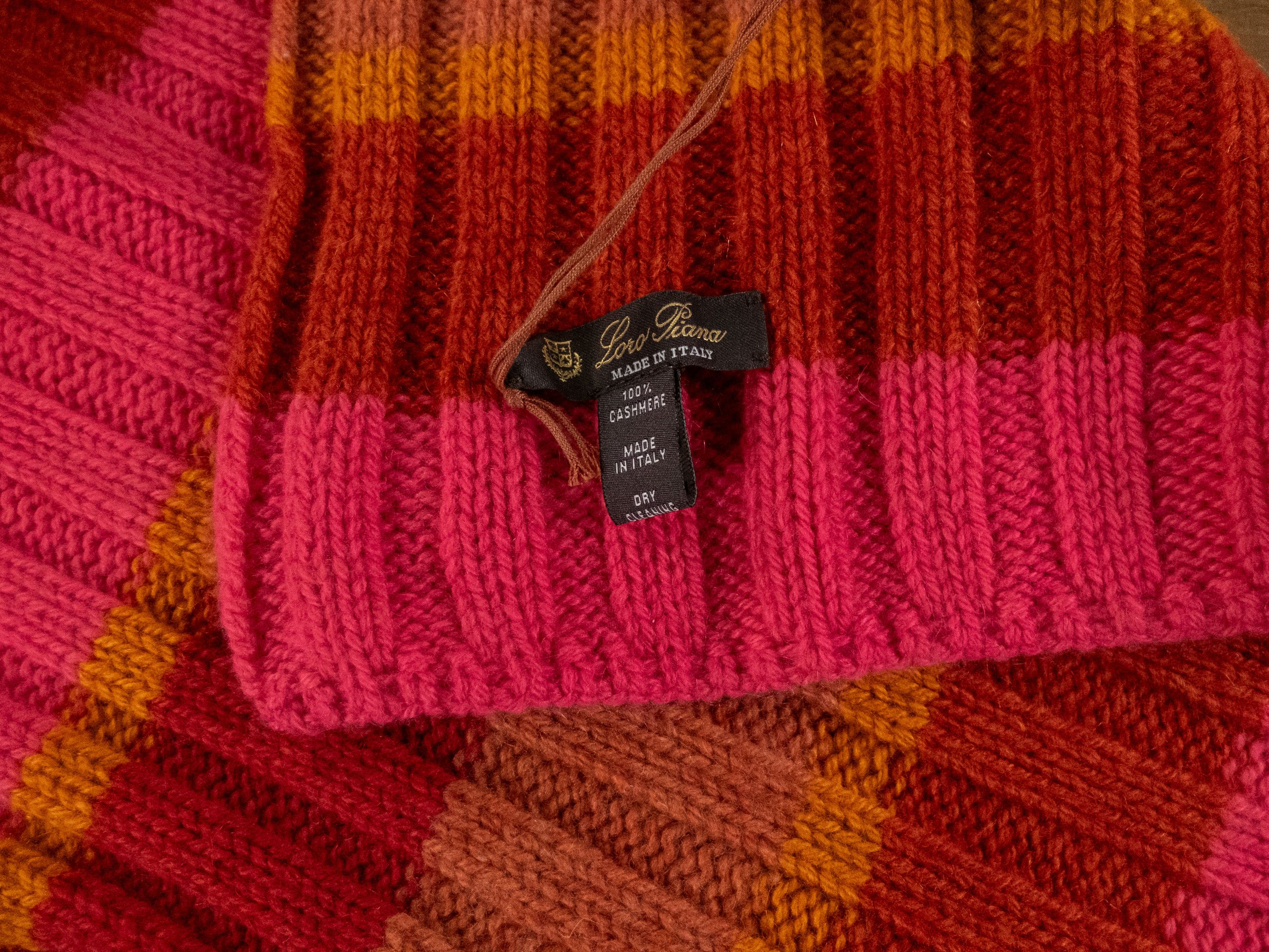 Loro Piana LORO PIANA Deer Valley red pink orange knit cashmere scarf Size ONE SIZE - 3 Thumbnail
