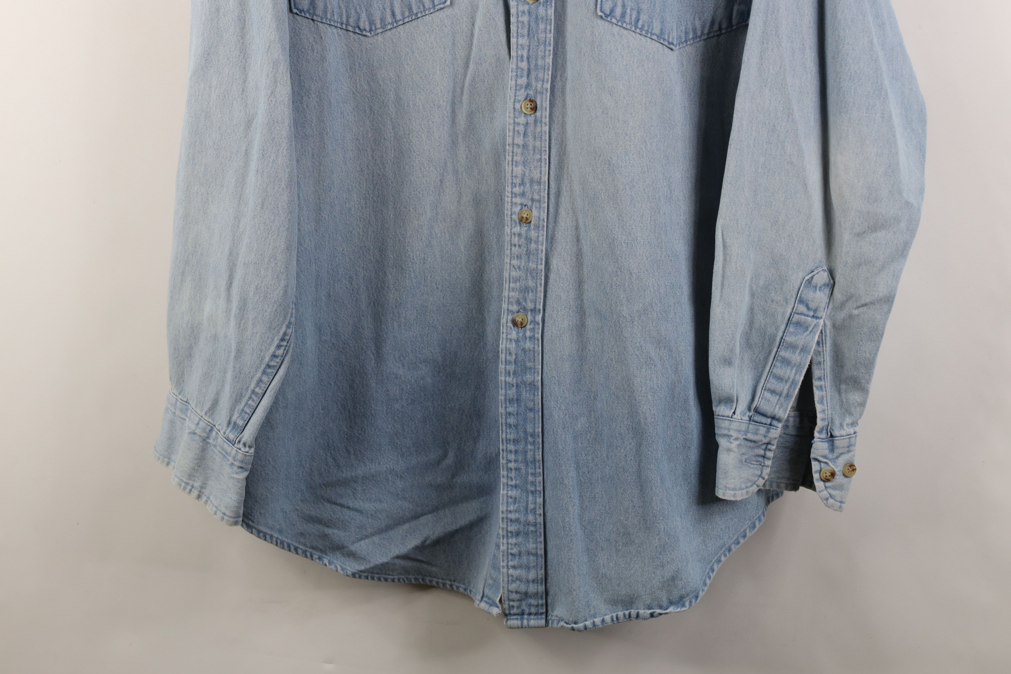Vintage Vintage 90s Streetwear Baggy Denim Jean Button Shirt Blue Size US L / EU 52-54 / 3 - 3 Thumbnail