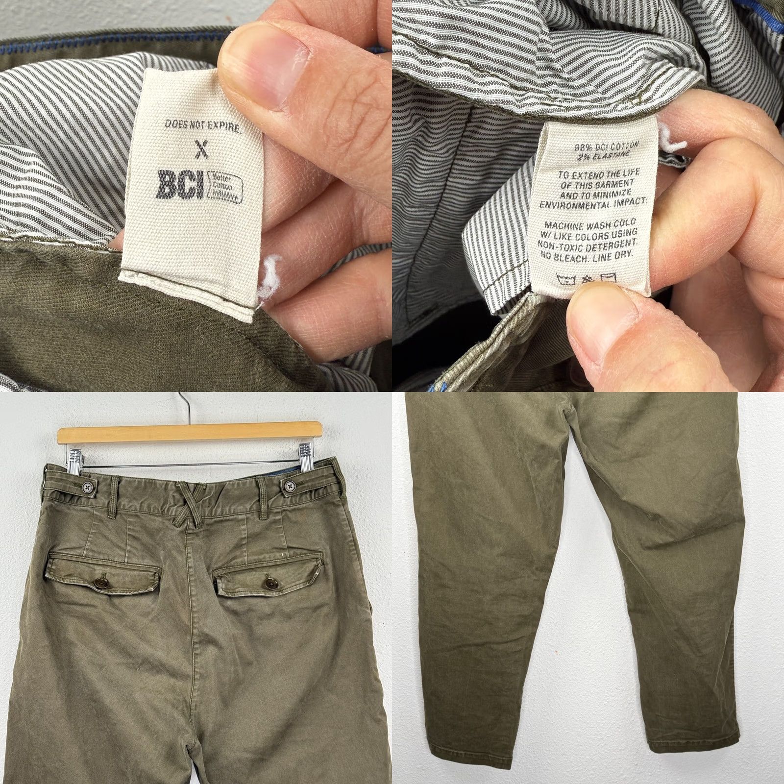 Alex Mill Alex Mill Pants Mens 34 Olive Green Chino Casual Casual Wear Straight Leg 27in Inseam 33w 27l Regular Rise 13in Button Zip Size US 34 / EU 50 - 8 Thumbnail