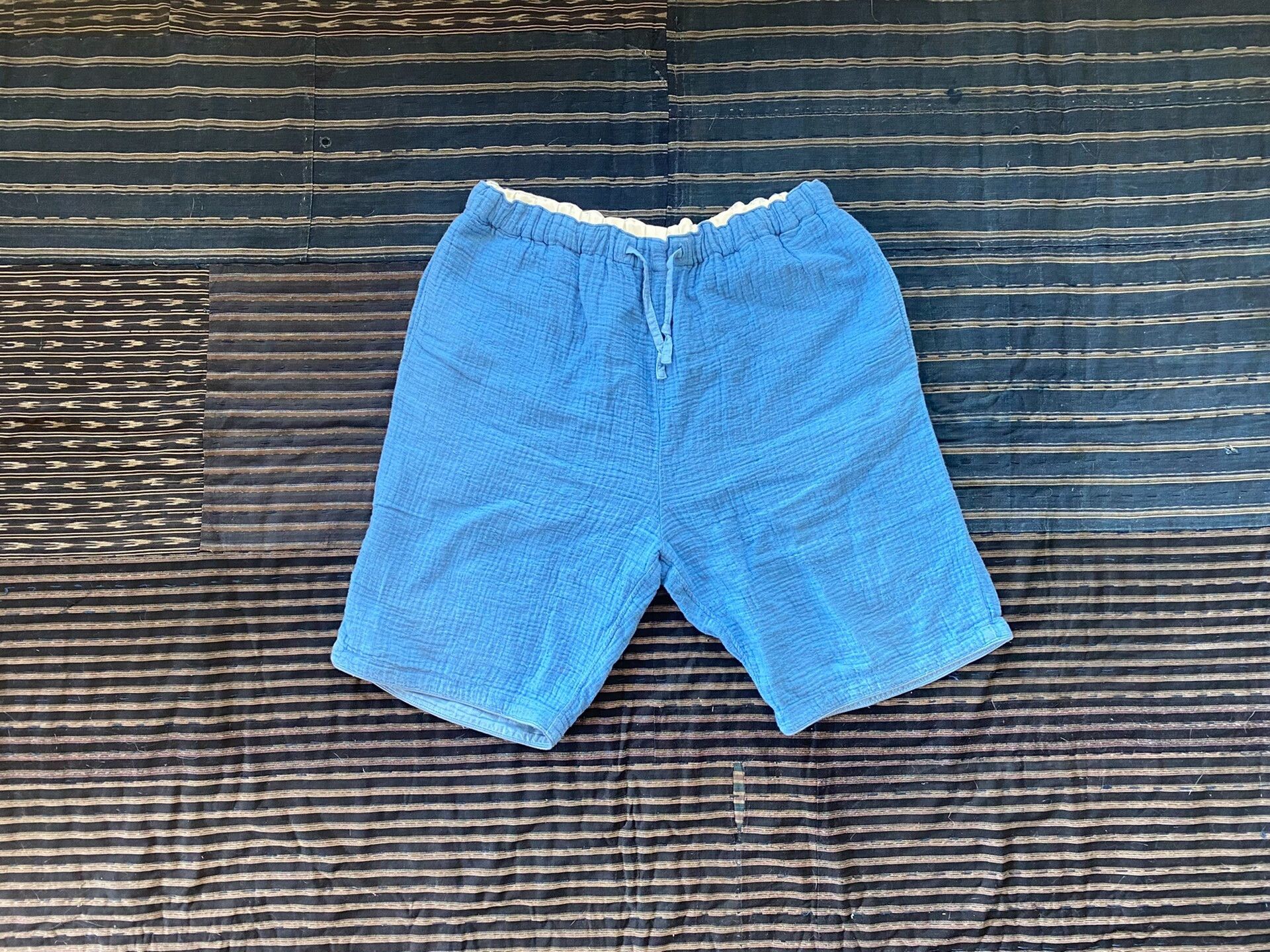 Porter Classic premium sashiko linen shorts in sky blue Size US 38 / EU 54 - 1 Thumbnail