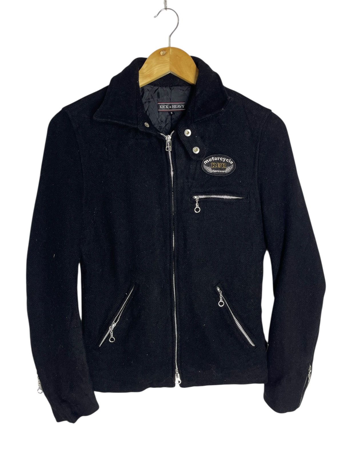 Freewheelers Vintage Kick & Heavy Motorcycle Wool Biker Jacket Size US S / EU 44-46 / 1 - 1 Thumbnail