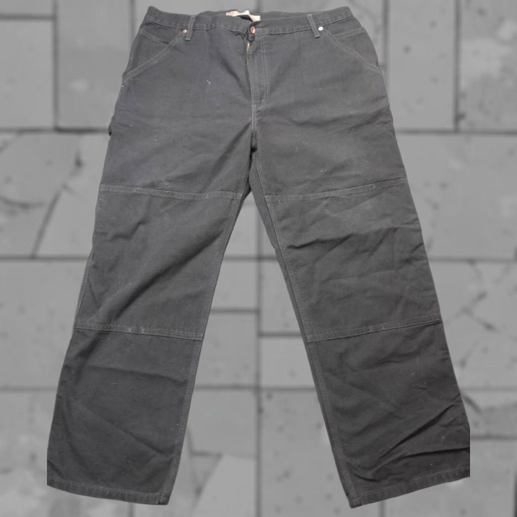 Levi's VINTAGE Levi's 550 Pants 42 x 30 Brown Double Knee Carpenter Relaxed Denim Canvas Jeans Men 42 Regular Brown 550 Carpenter Pants Mens 90s? Size US 42 / EU 58 - 1 Thumbnail