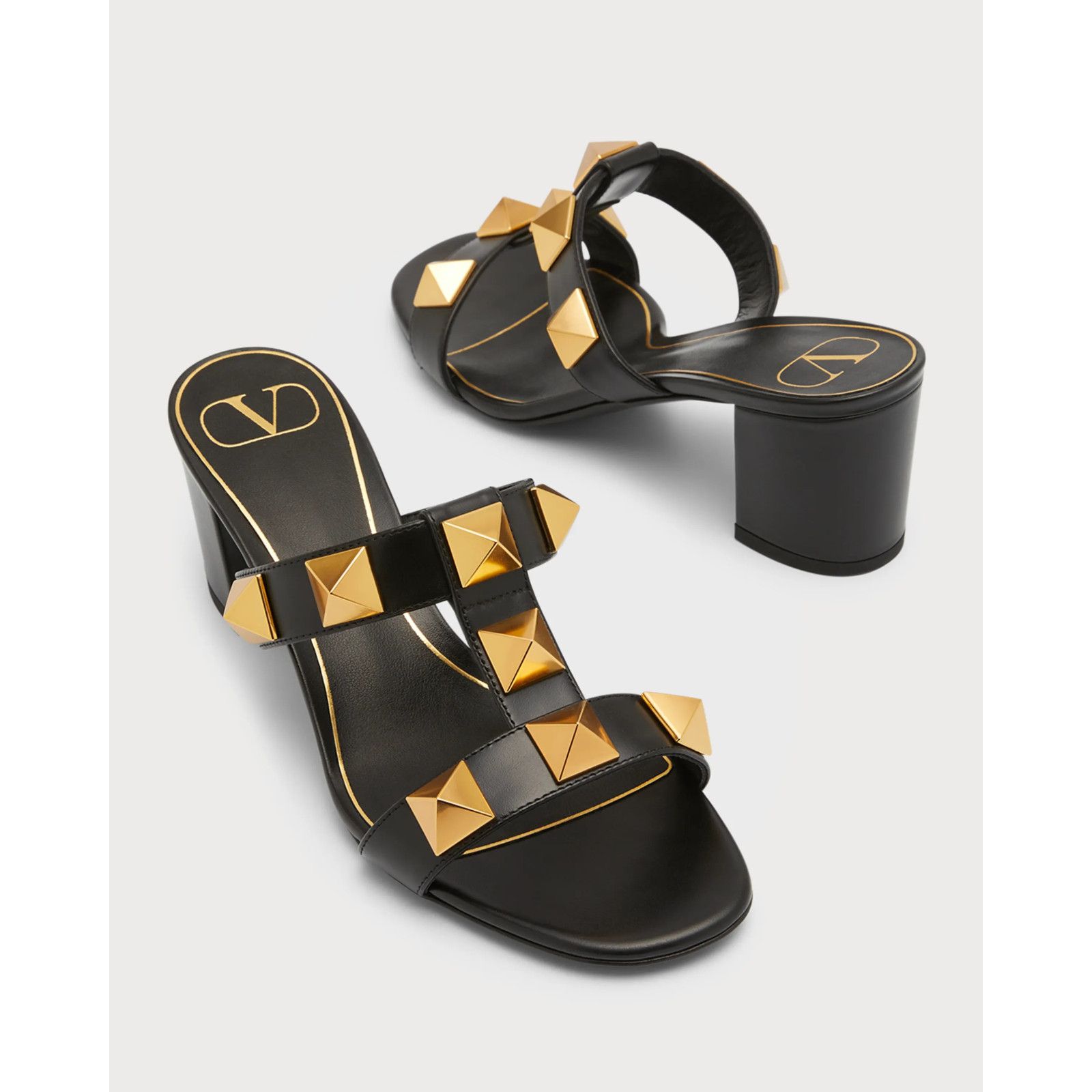 Valentino Rockstud Roman Stud City 60mm Slide Mule Sandal Block Heel Size US 7.5 / IT 37.5 - 7 Thumbnail