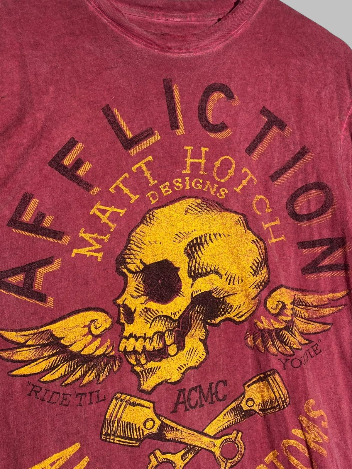 Affliction 🔥 Y2K AFFLICTION BIKER SKULL TEE DISTRESSED TATTOO STYLE Size US L / EU 52-54 / 3 - 7 Thumbnail