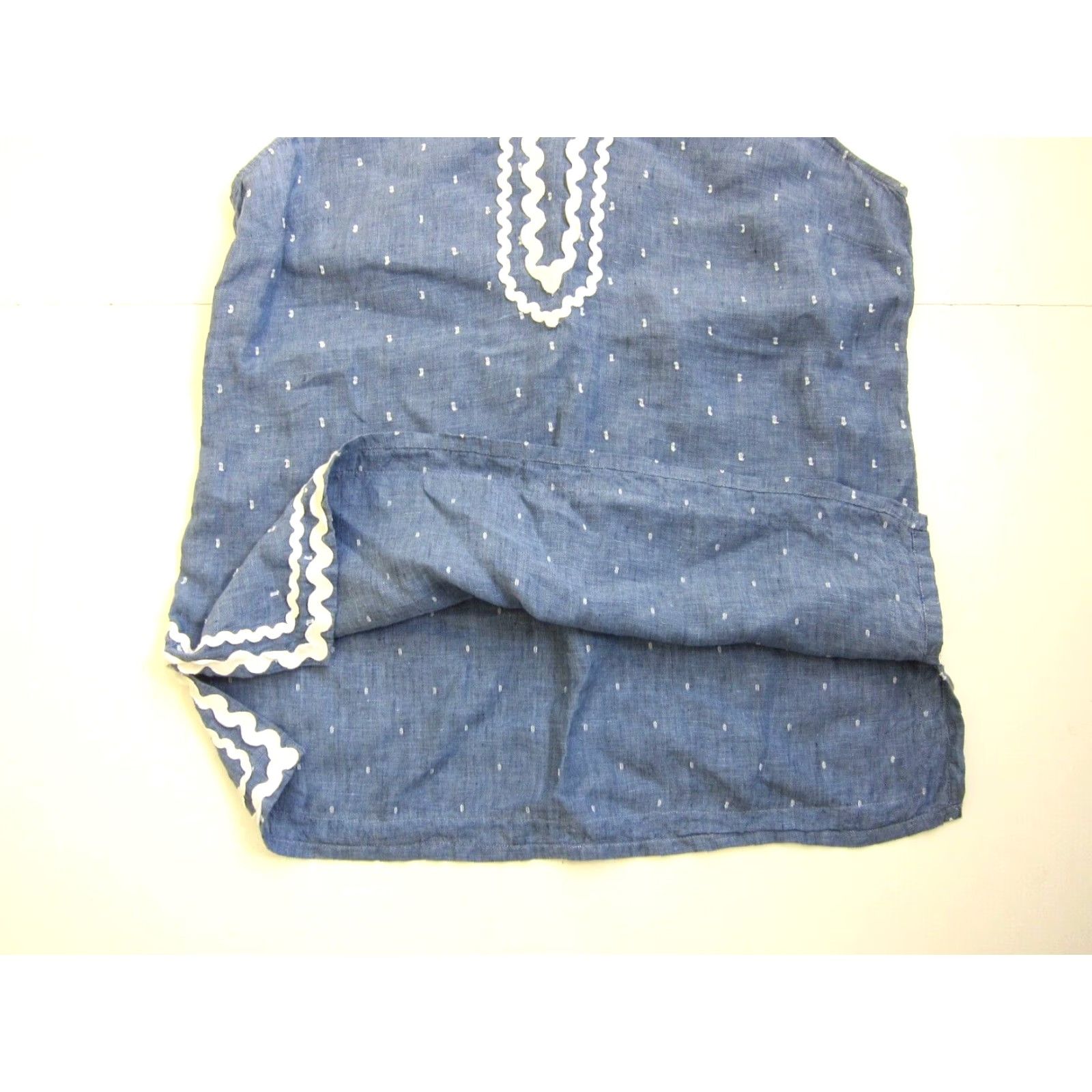 Charter Club Charter Club Blouse Sleeveless Tunic 100% Linen Blue White Embroidered Large Womens Size L / US 10 / IT 46 - 7 Thumbnail