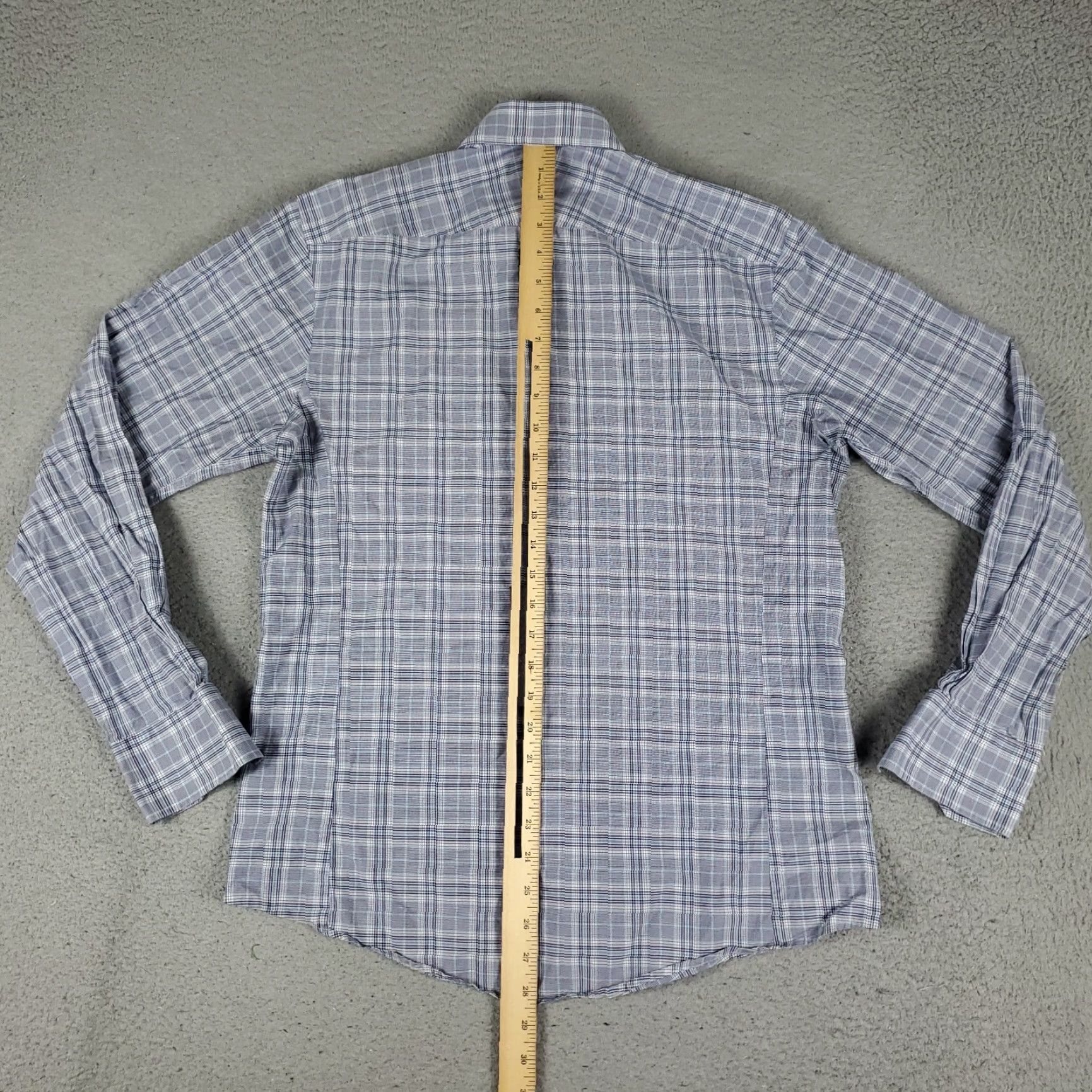Pinko VINTAGE Thomas Pink Dress Shirt Men Size 15 Blue Plaid Long Sleeve Business Casual Formal Size 40R - 3 Thumbnail
