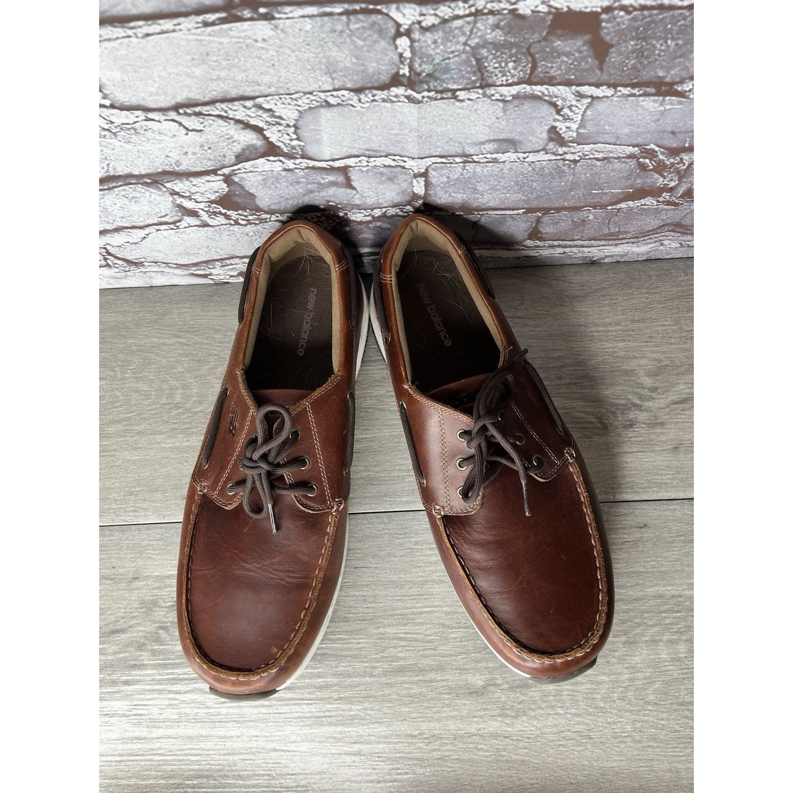 New Balance New Balance Brown Leather Lace Walking Deck Loafers Men Sz 1 Size US 12.5 / EU 45-46 - 3 Thumbnail