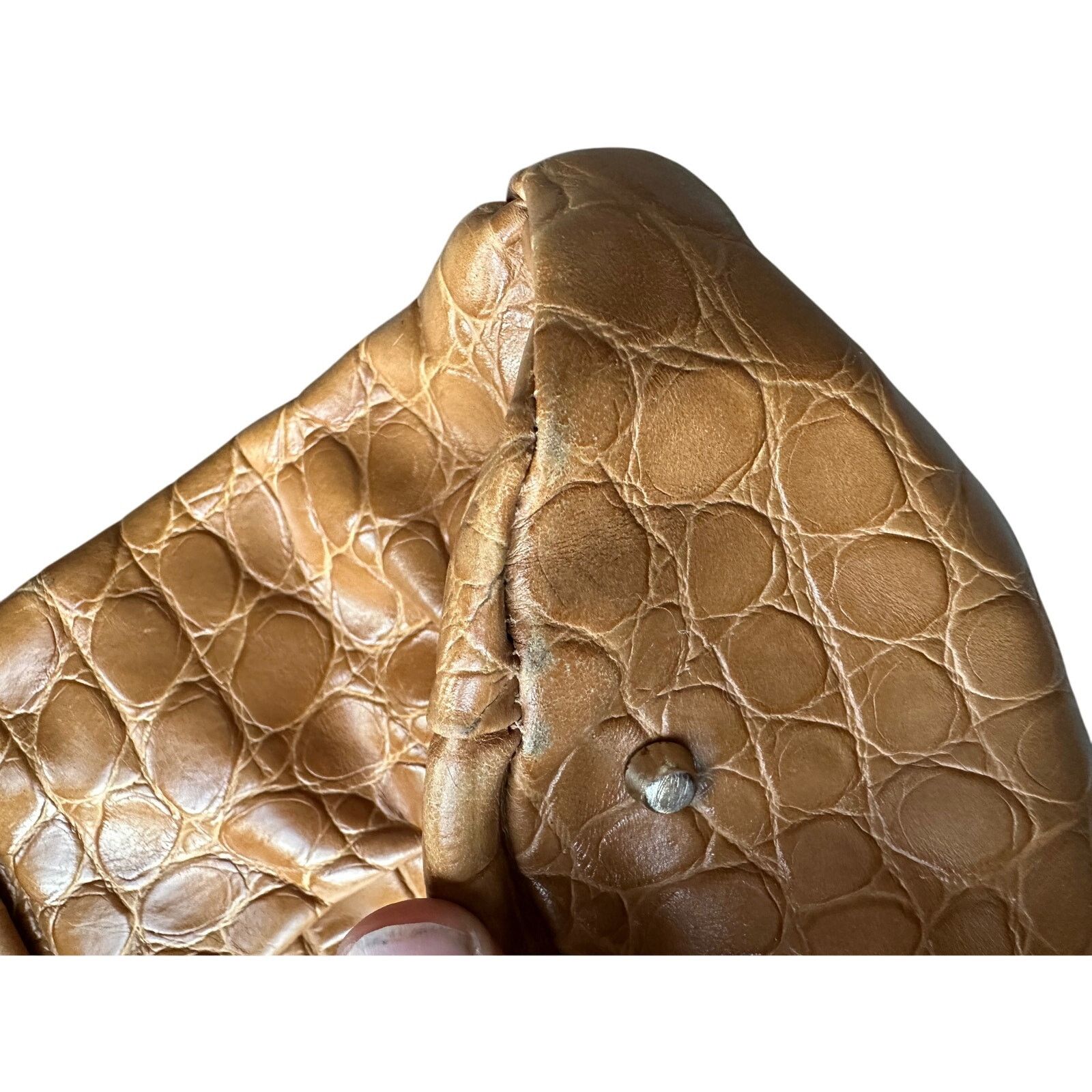 Furla FURLA Croc Embossed Camel Colored Leather Bag Size ONE SIZE - 12 Thumbnail