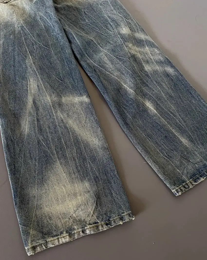 Designer × Japanese Brand Faded wash textured design baggy jeans Size US 32 / EU 48 - 4 Thumbnail