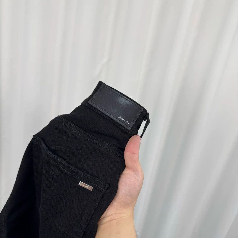 Amiri Amiri black washed leather patch jeans Size US 32 / EU 48 - 5 Thumbnail