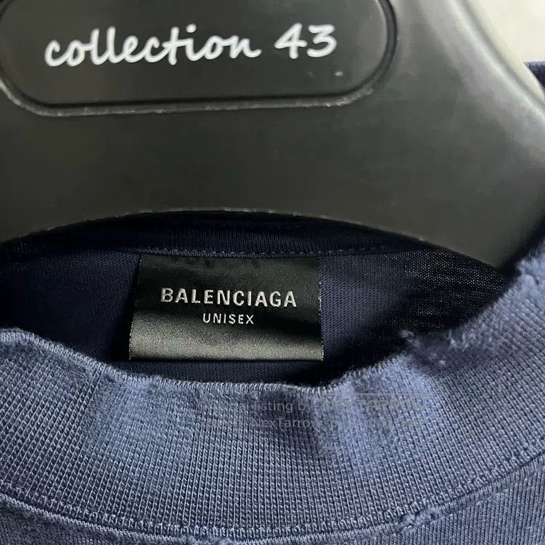 Balenciaga Balenciaga Blue Letter Printed Round Neck Short Sleeve T-S Size US S / EU 44-46 / 1 - 2 Thumbnail