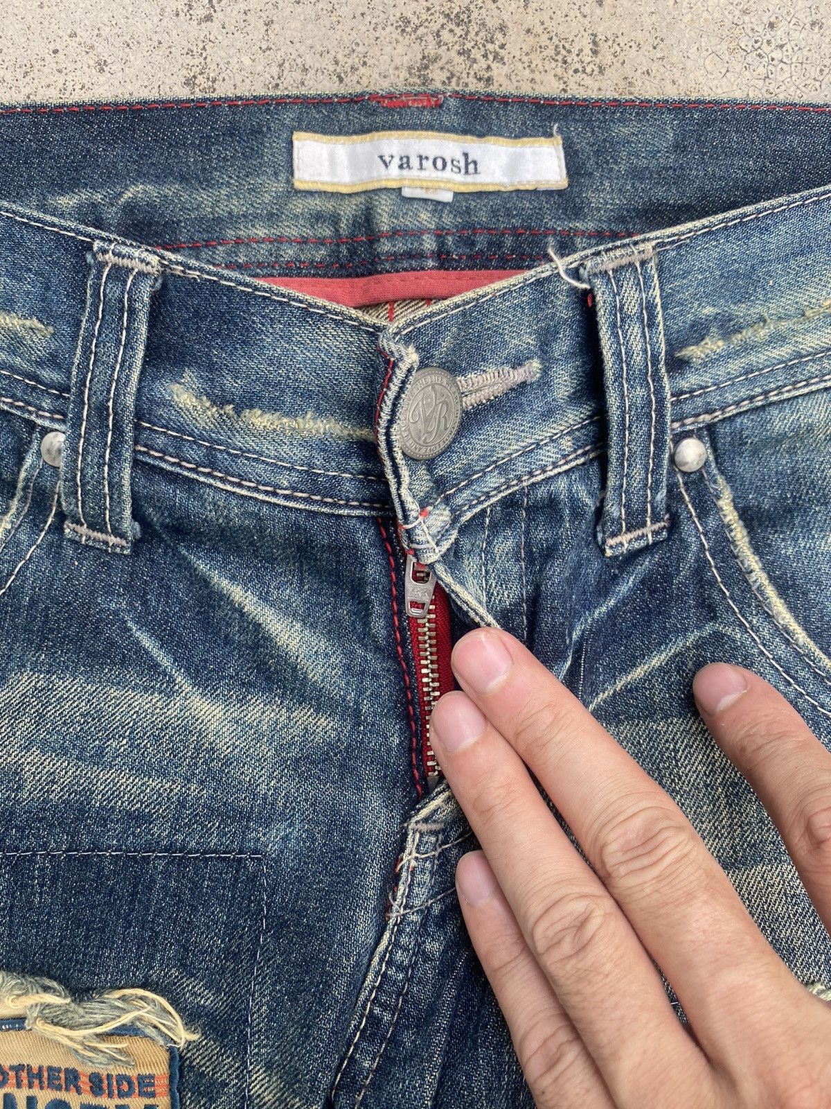 If Six Was Nine × Japanese Brand × Le Grande Bleu (L.G.B.) Japanese Brand Varosh Distressed Patch Faded Low Rise Jeans Size US 30 / EU 46 - 6 Thumbnail