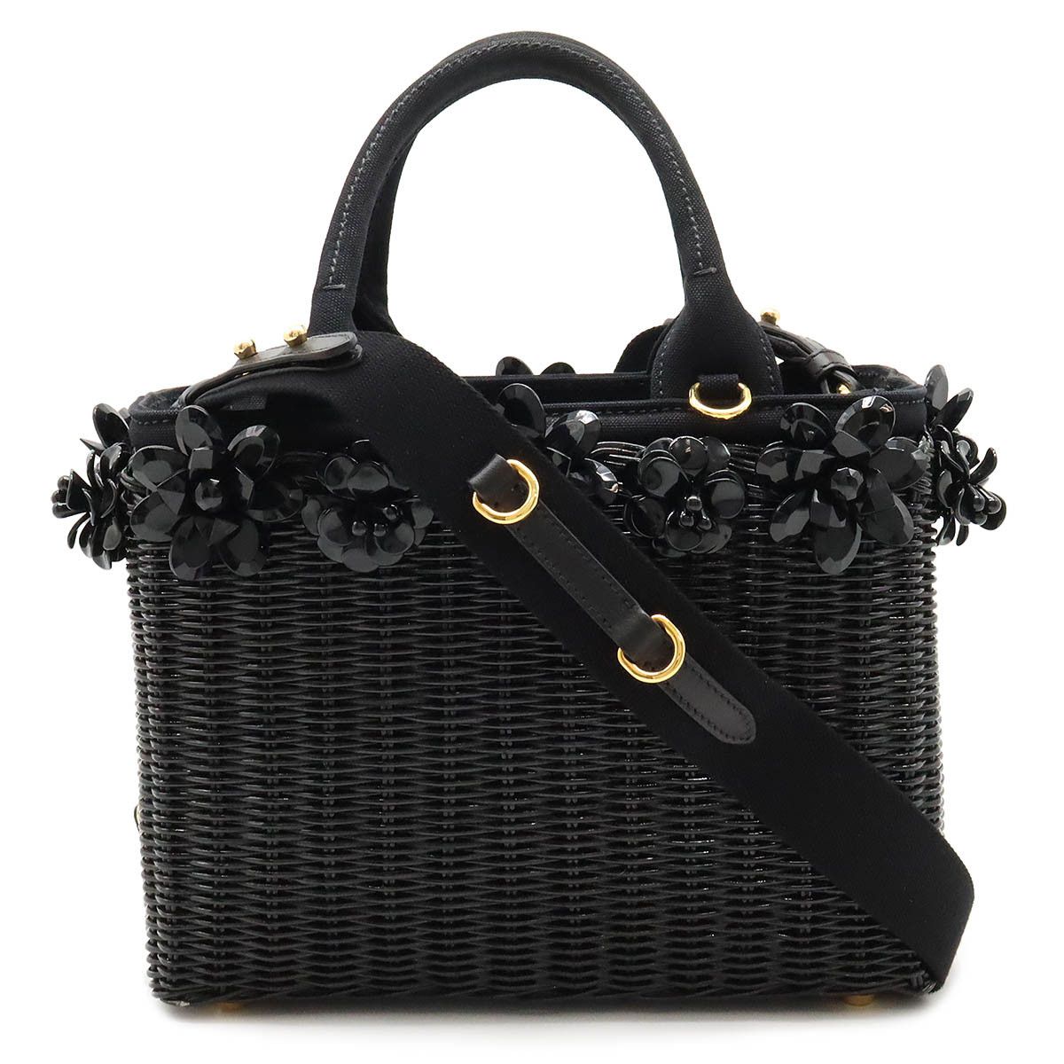 Prada Prada Prada Wicker Canvas Flower Motif Tote Bag 1BG835 Natural Material Tote Bag 1BG835 in Great Condition Size ONE SIZE - 1 Thumbnail