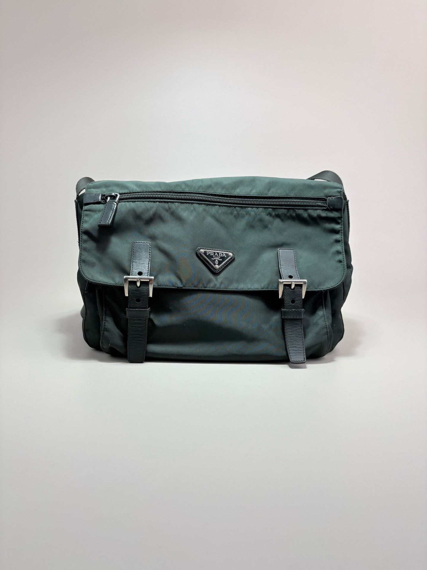 Prada Prada Military Green Triangle Logo Messenger Bag Size ONE SIZE - 1 Thumbnail