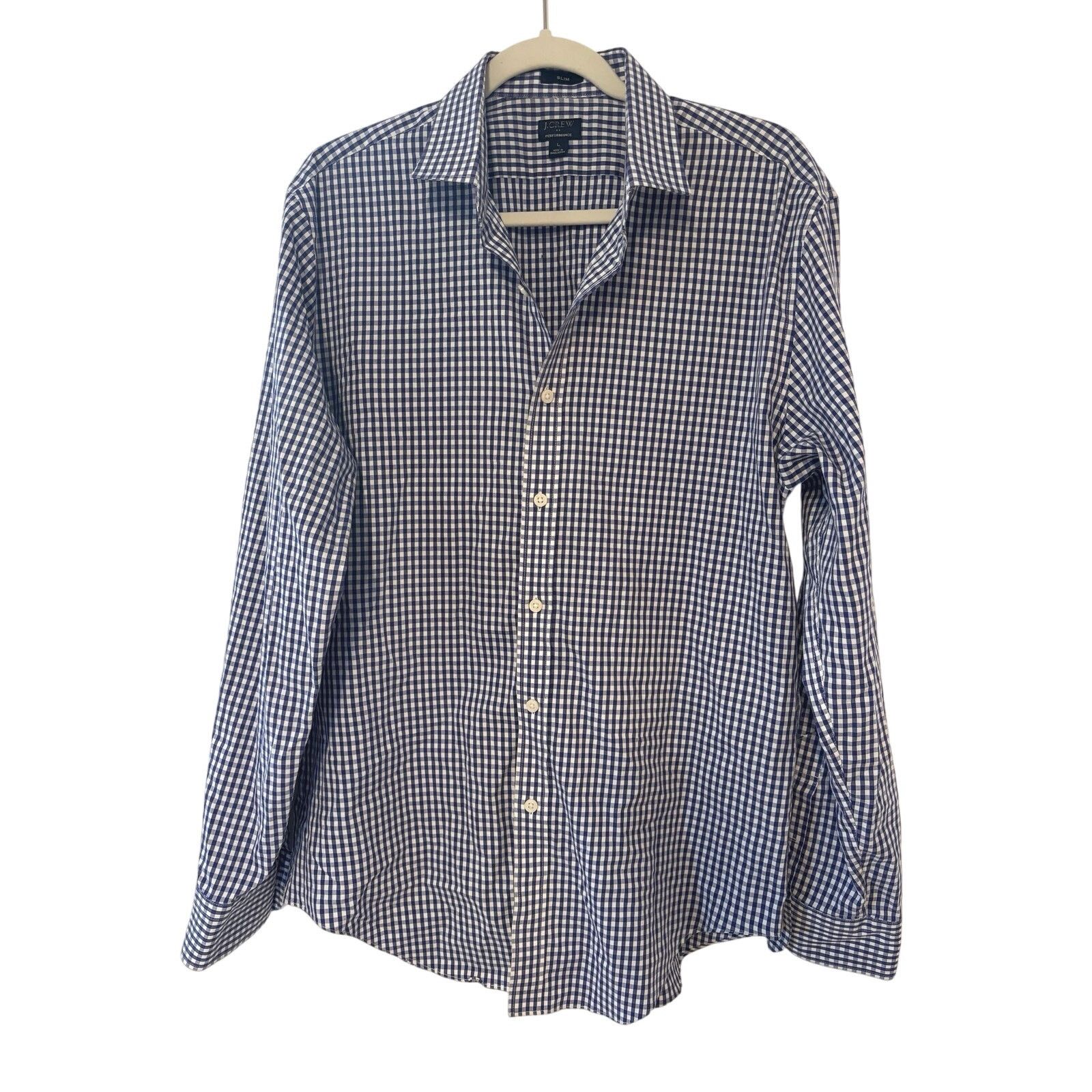 J.Crew NWOT J.Crew Slim Cotton Poplin Gingham Shirt Blue Size L Size US L / EU 52-54 / 3 - 2 Thumbnail