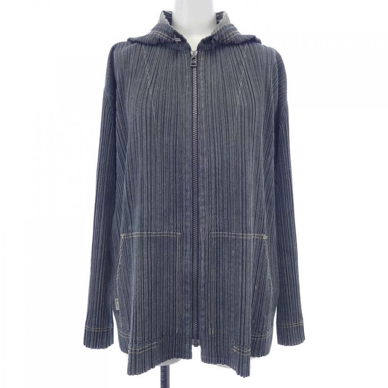 Issey Miyake Issey Miyake Denim pleated hoodie Size L / US 10 / IT 46 - 1 Thumbnail