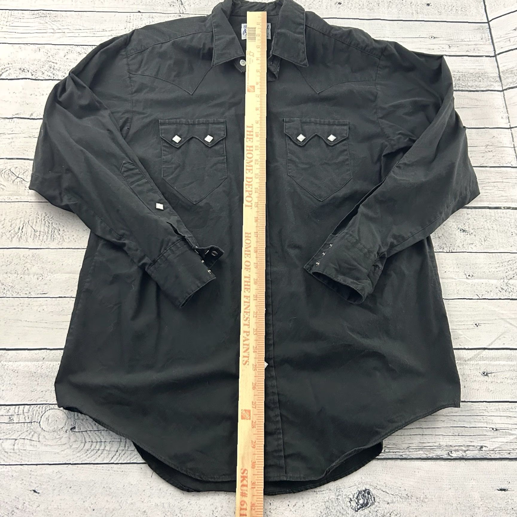 Vintage ROCKMOUNT Long Sleeve Button-Up Shirt 17 | 33.5 Black Mens Snap Front Custom Fit Size US XL / EU 56 / 4 - 2 Thumbnail