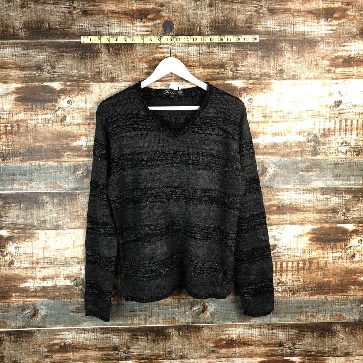 Homespun Knitwear × Japanese Brand Fonani Black vintage stripe Knitwear #A1789 Size US M / EU 48-50 / 2 - 1 Thumbnail