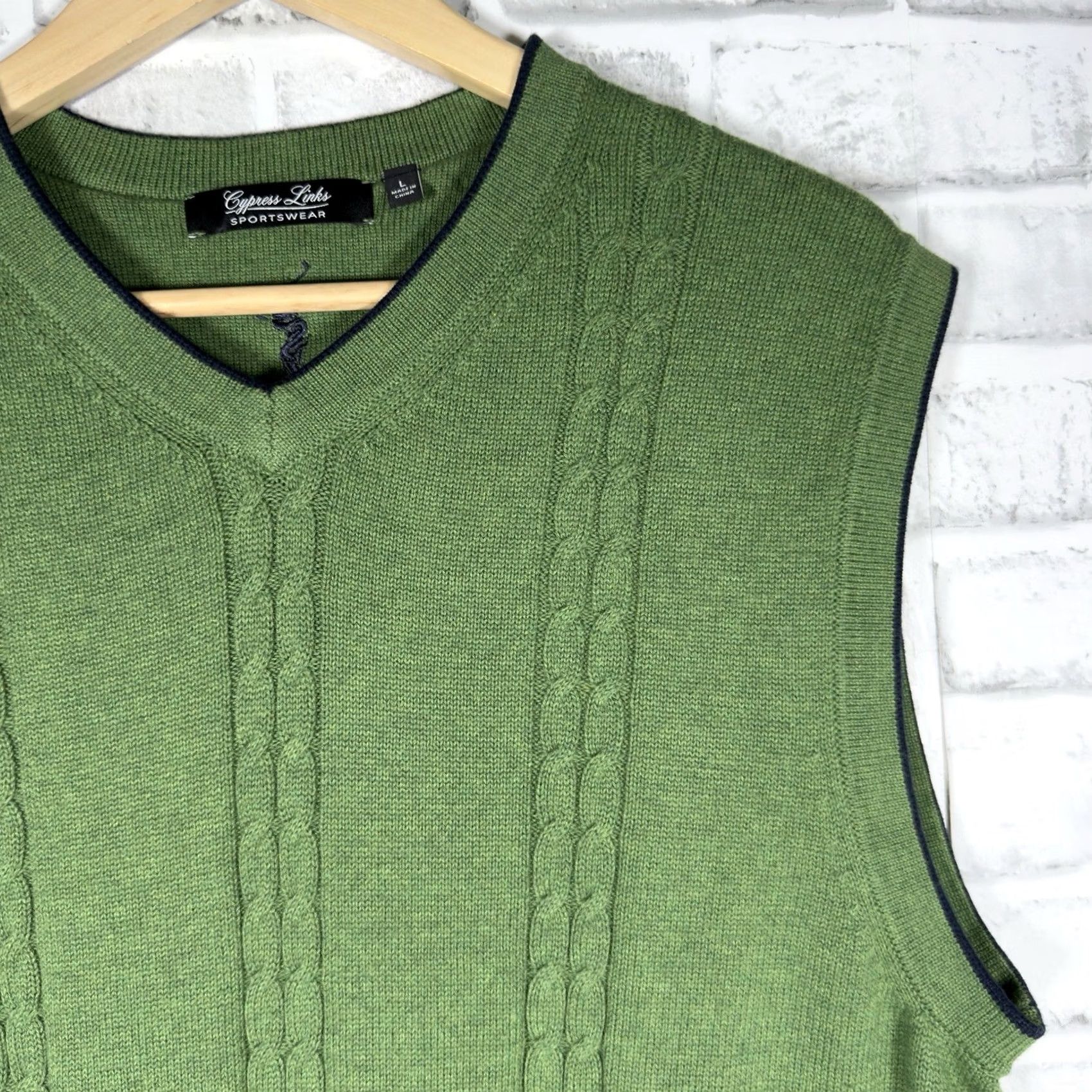 Vintage VINTAGE? NWT Cypress Links Green 100% Cotton Sweater Vest Mens Size L Size US L / EU 52-54 / 3 - 2 Thumbnail