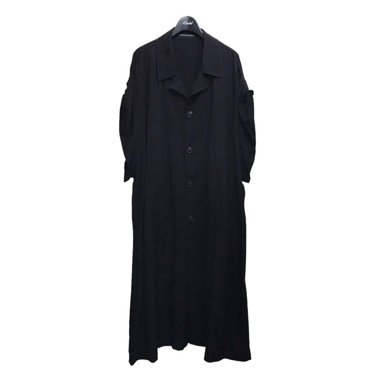 image of Yohji Yamamoto Pour Homme 17Ss Rayon Gabber Dress Coat in Black, Men's (Size Small)